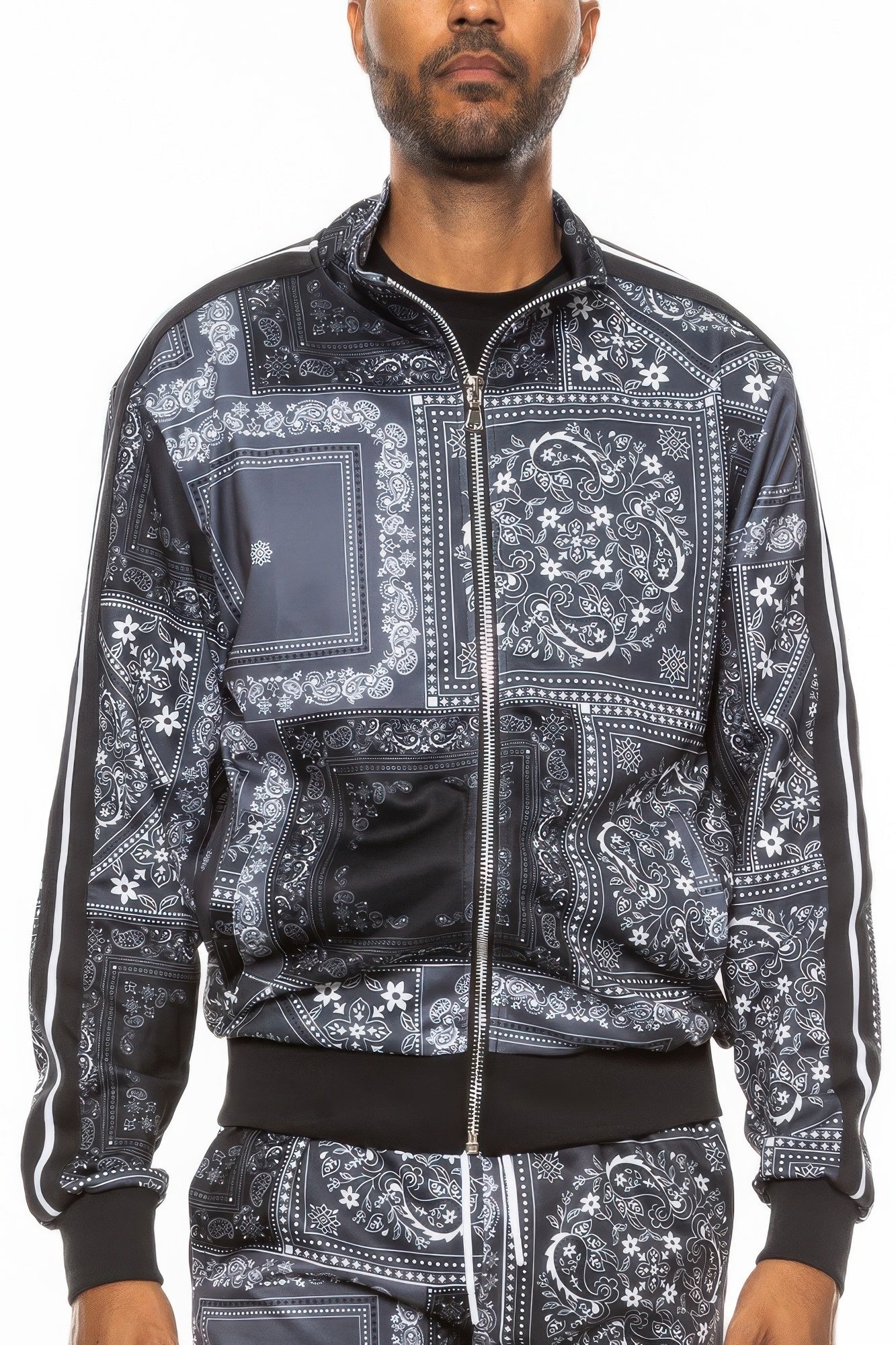 Mens Paisley Bandana Track Jacket - MENS BASIC & ACTIVEWEAR
