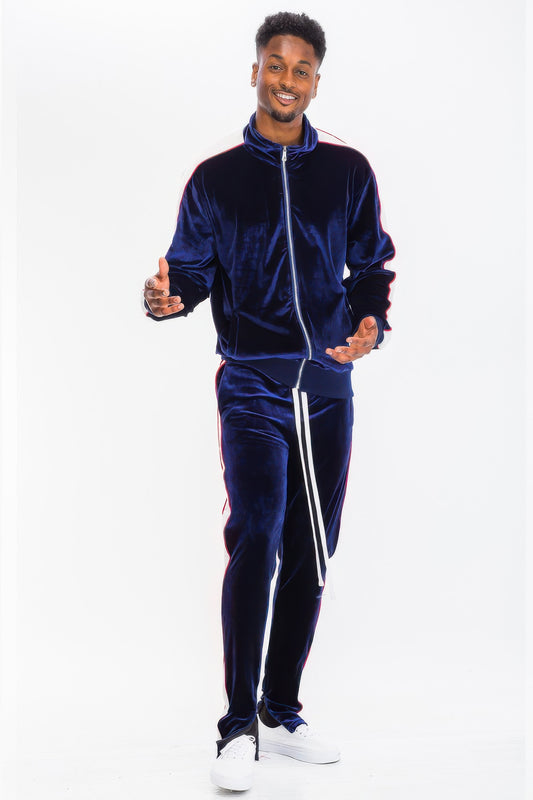 Mens Velour Track Jacket And Track Pant Set - MENS BASIC & ACTIVEWEAR