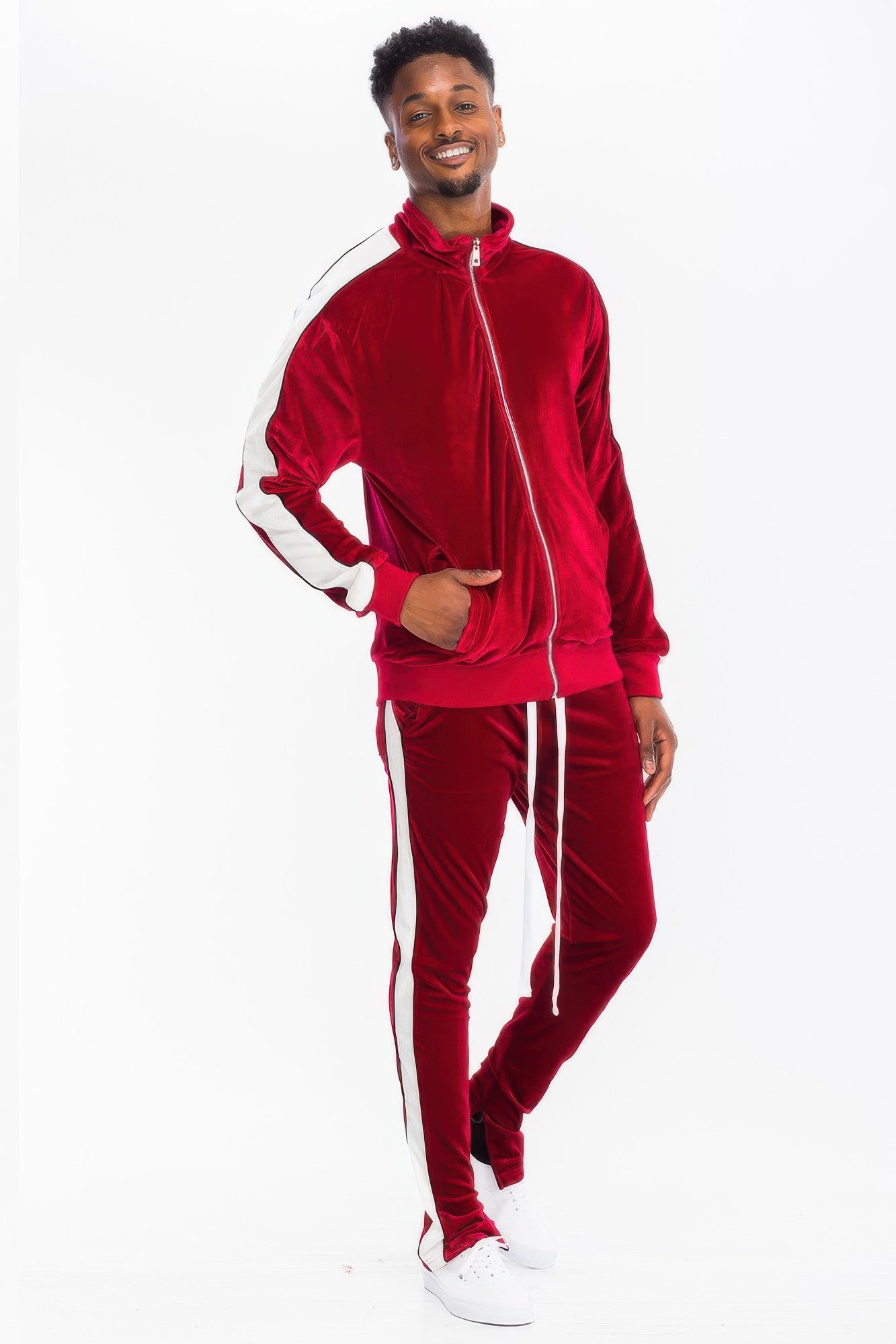 Mens Velour Track Jacket And Track Pant Set - MENS BASIC & ACTIVEWEAR