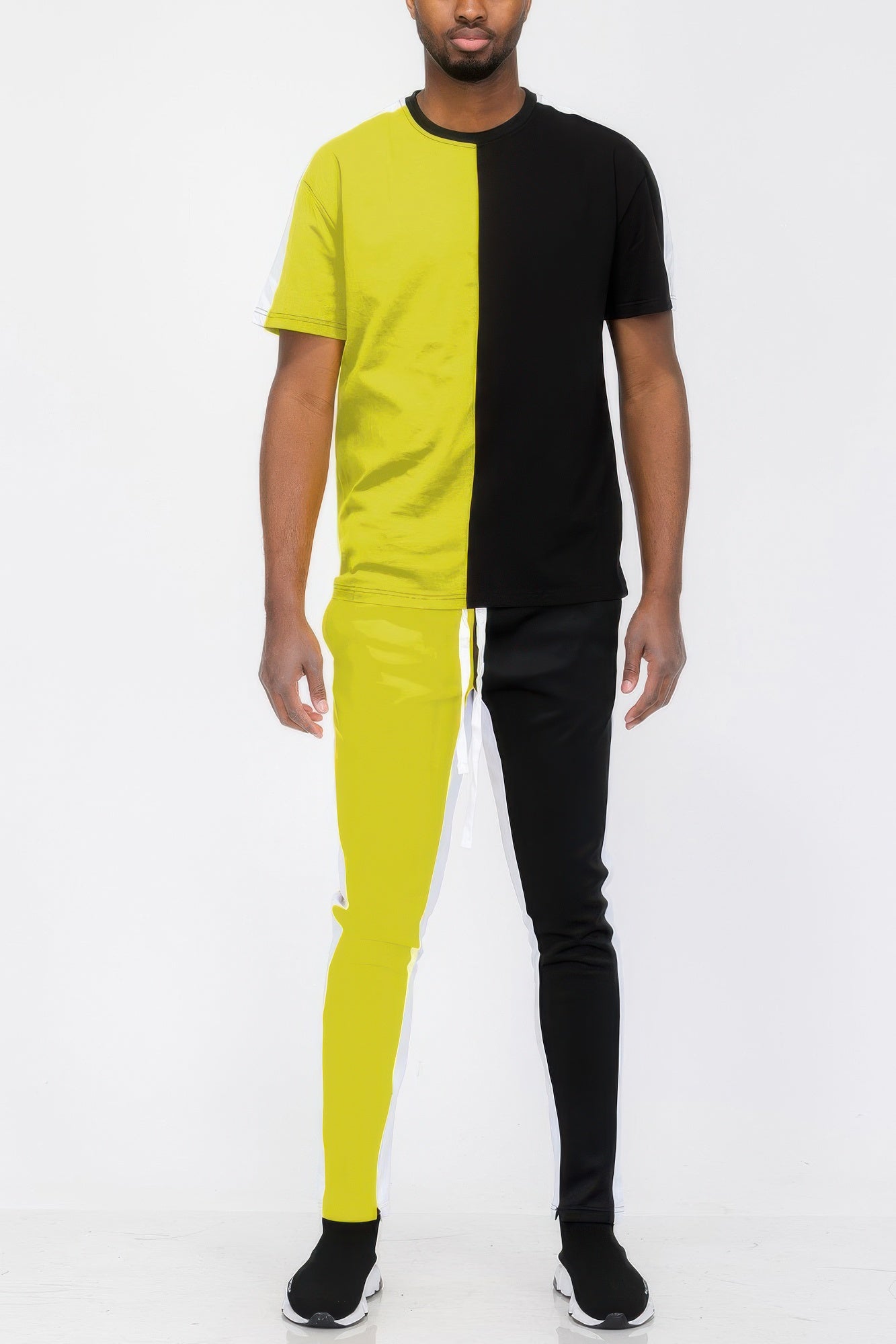 Two Tone Color Block Track Pant Jogger - MENS BASIC & ACTIVEWEAR