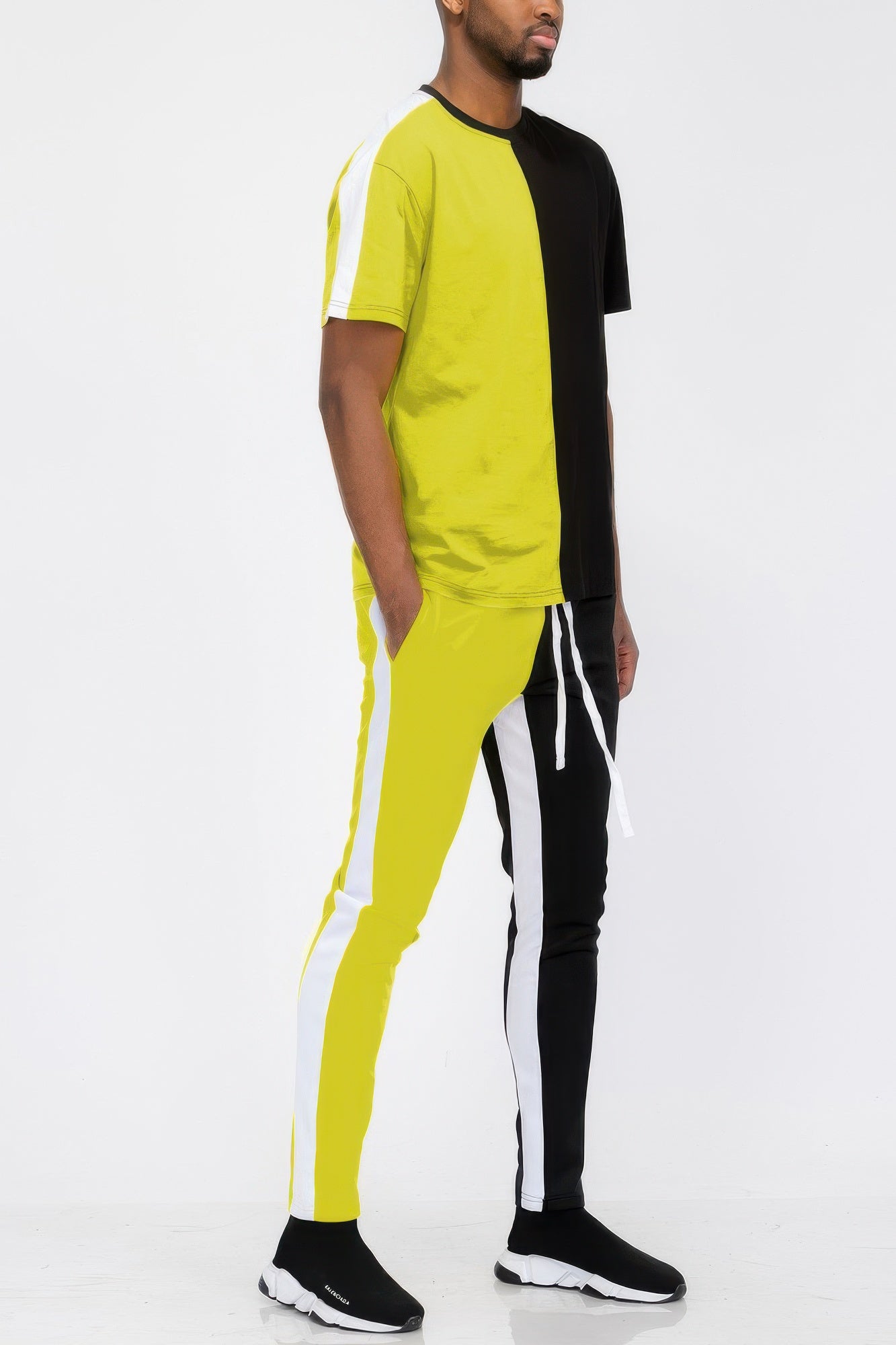 Two Tone Color Block Track Pant Jogger - MENS BASIC & ACTIVEWEAR
