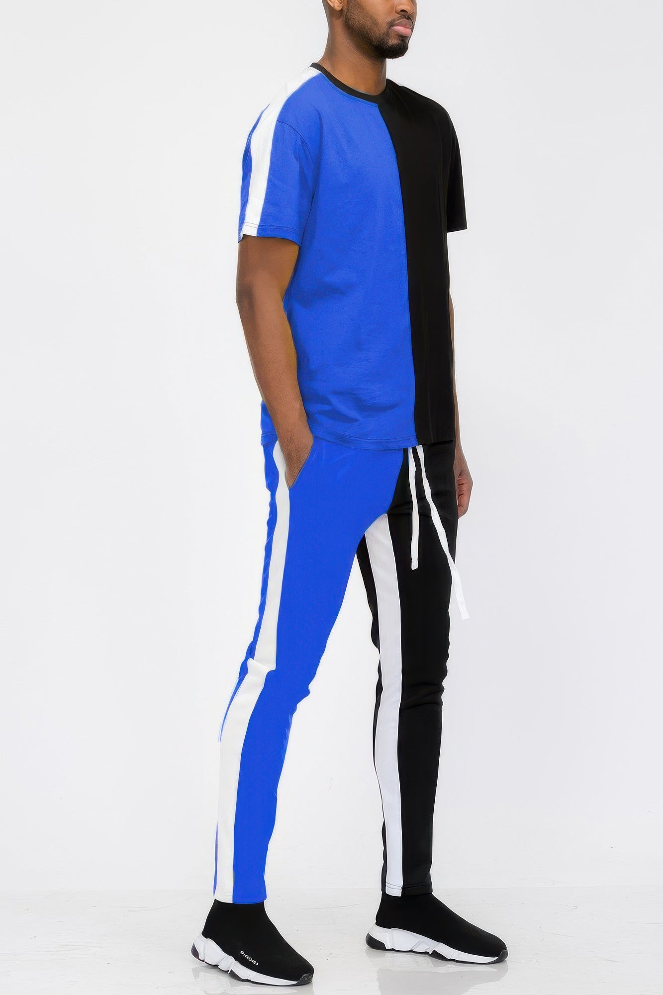 Two Tone Color Block Track Pant Jogger - MENS BASIC & ACTIVEWEAR