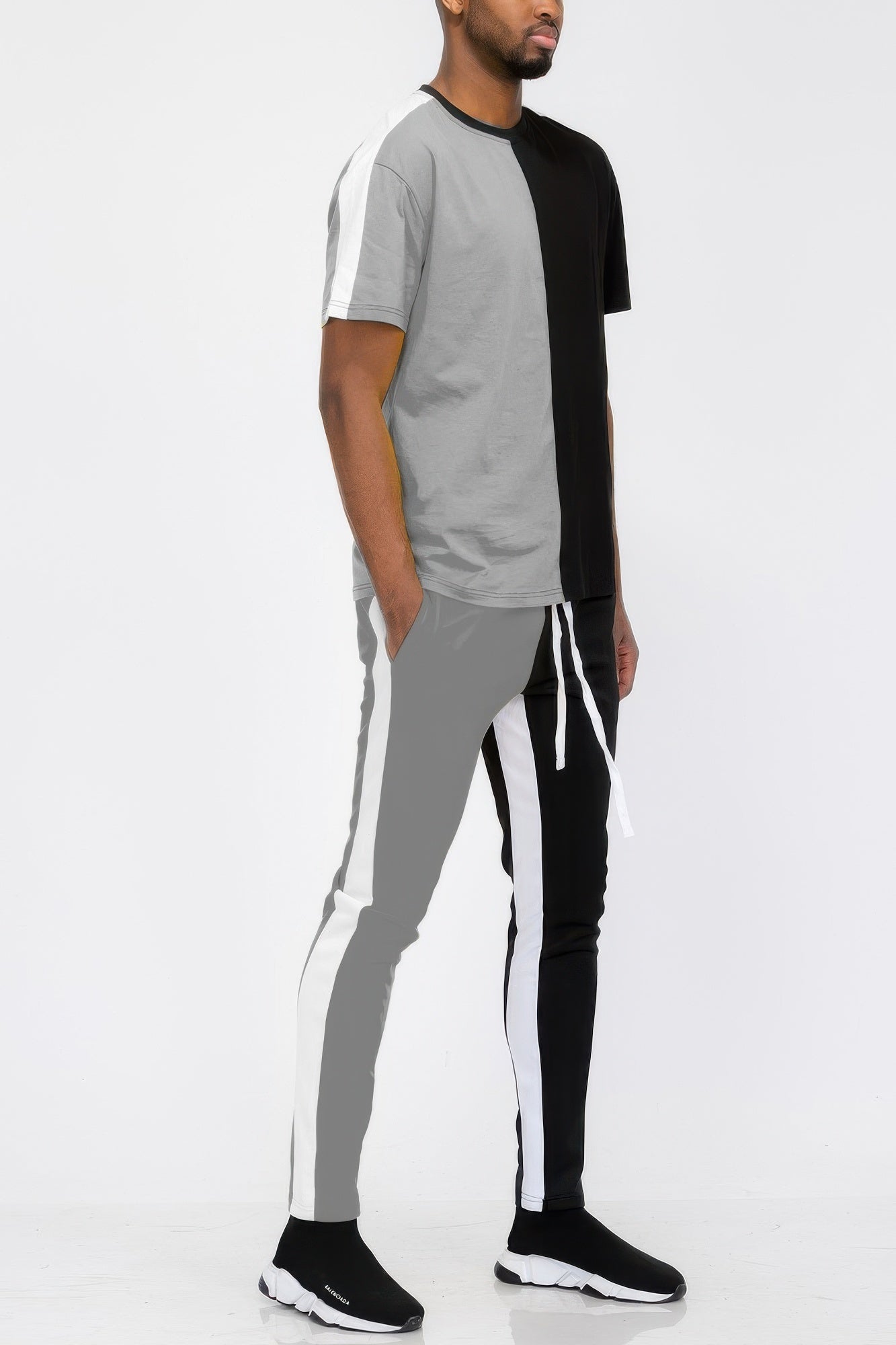 Two Tone Color Block Track Pant Jogger - MENS BASIC & ACTIVEWEAR