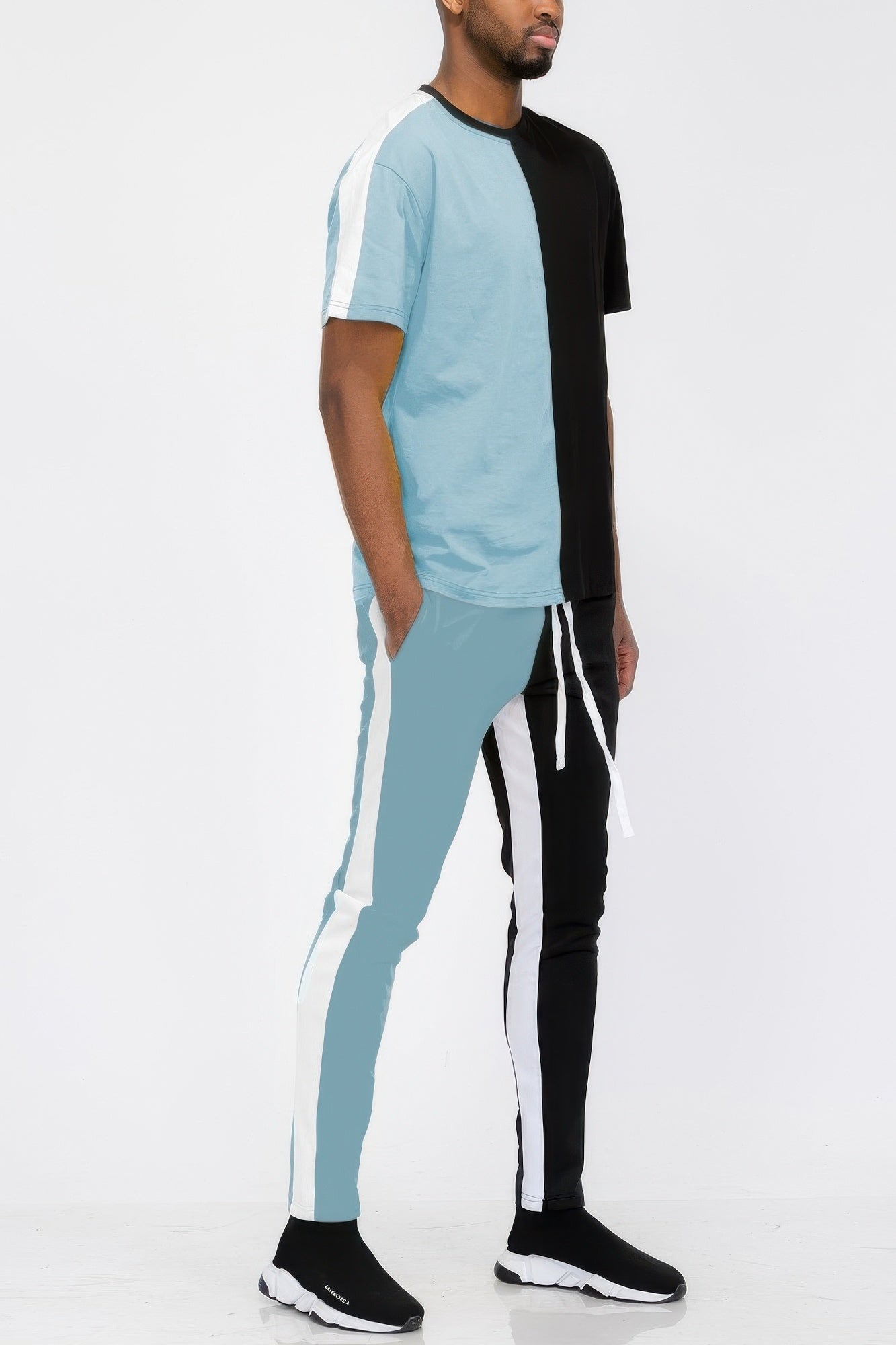 Two Tone Color Block Track Pant Jogger - MENS BASIC & ACTIVEWEAR