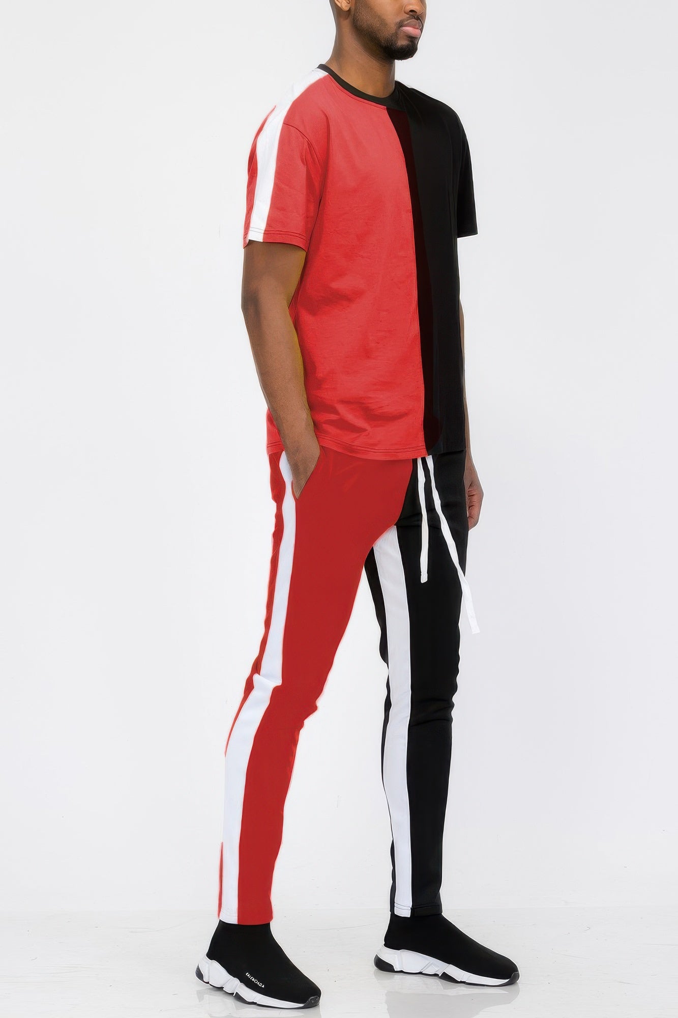 Two Tone Color Block Track Pant Jogger - MENS BASIC & ACTIVEWEAR