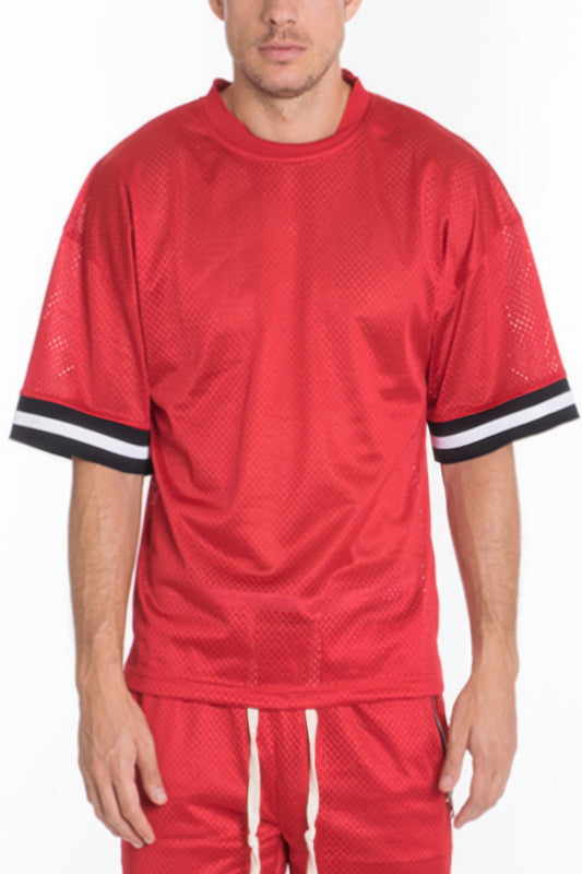 Mesh Sleeve Tape Athletic Tshirt - MENS BASIC & ACTIVEWEAR