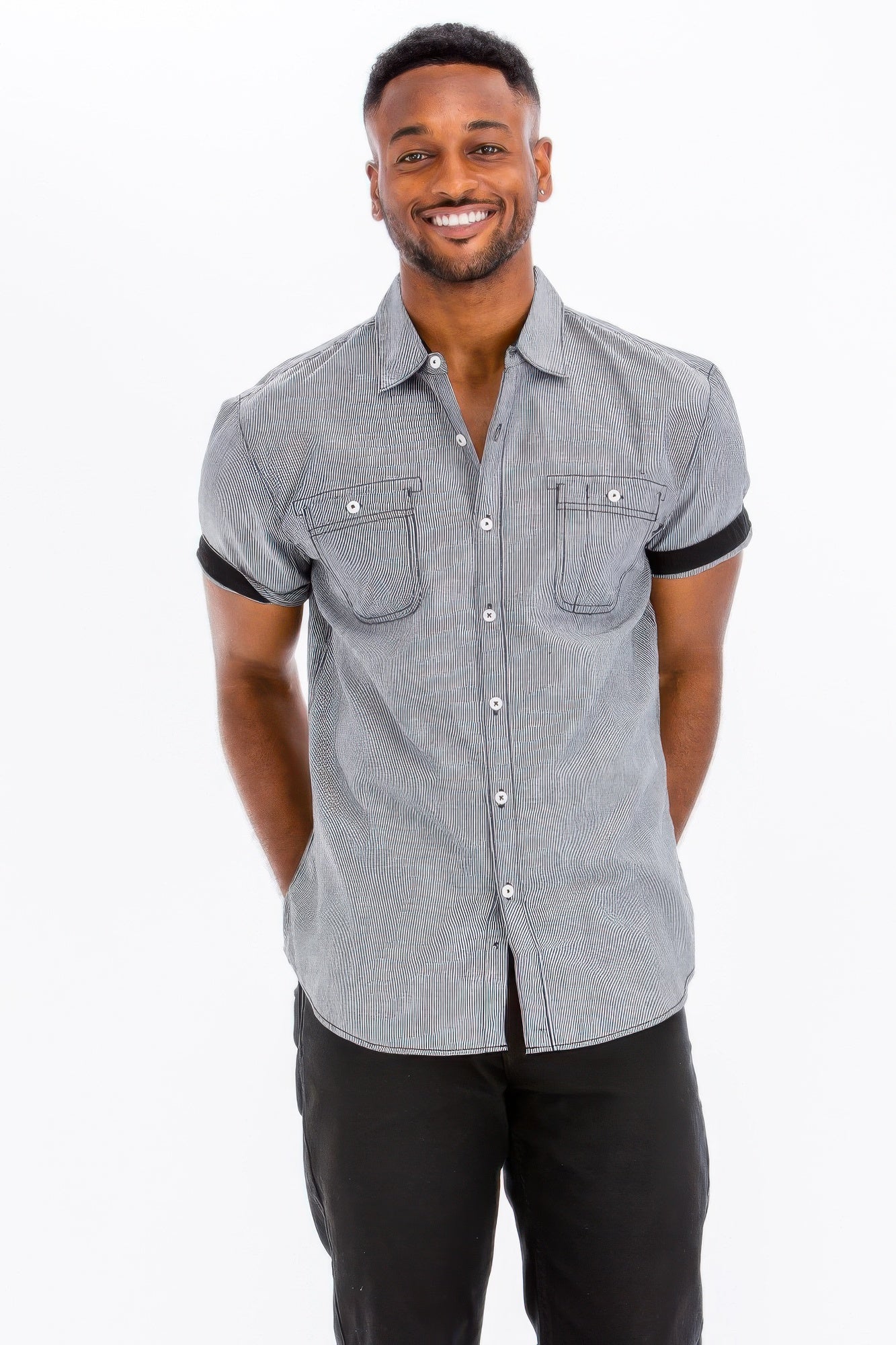 Men's Casual Short Sleeve Solid Shirts - MENS BASIC & ACTIVEWEAR