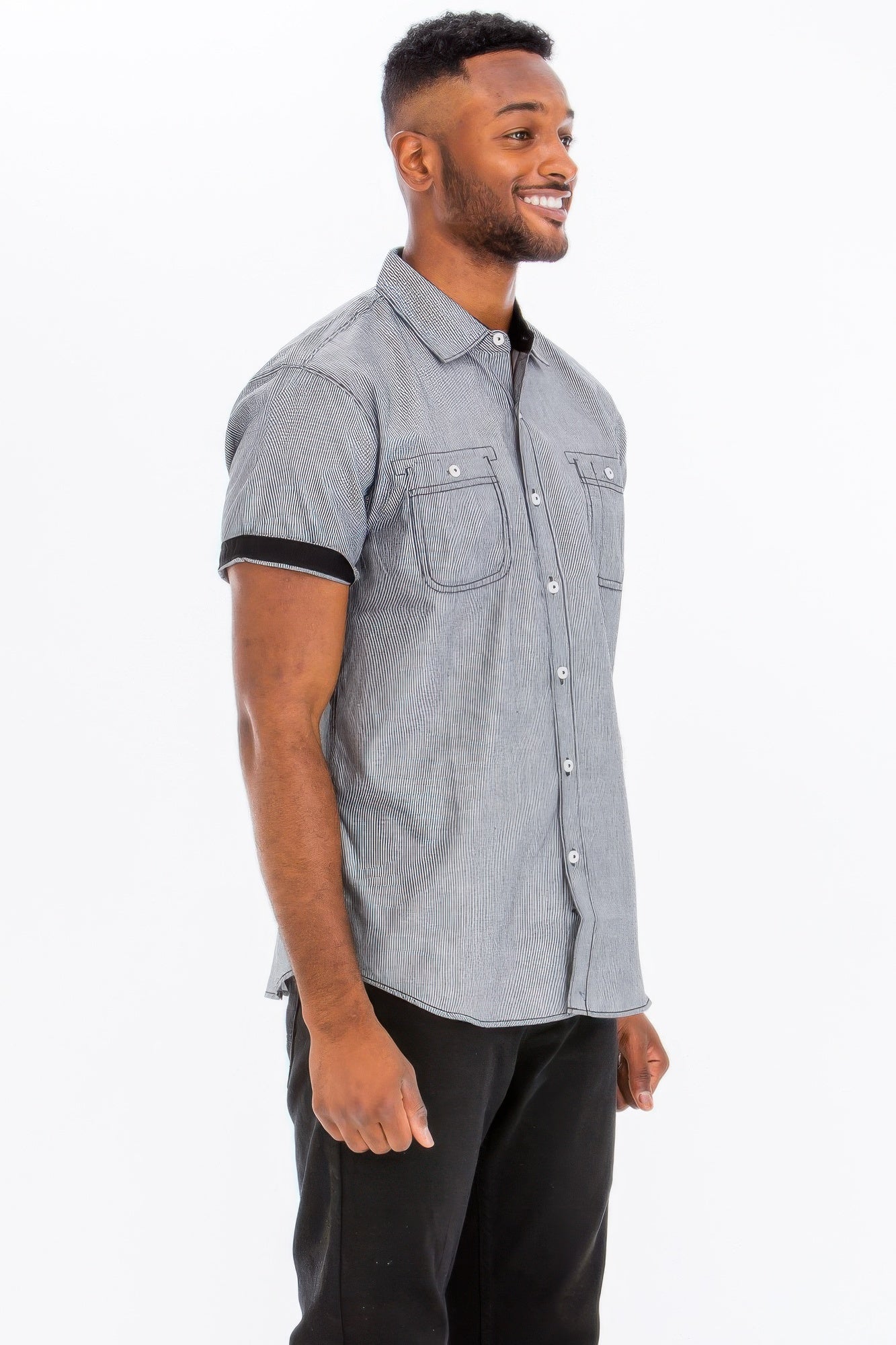 Men's Casual Short Sleeve Solid Shirts - MENS BASIC & ACTIVEWEAR