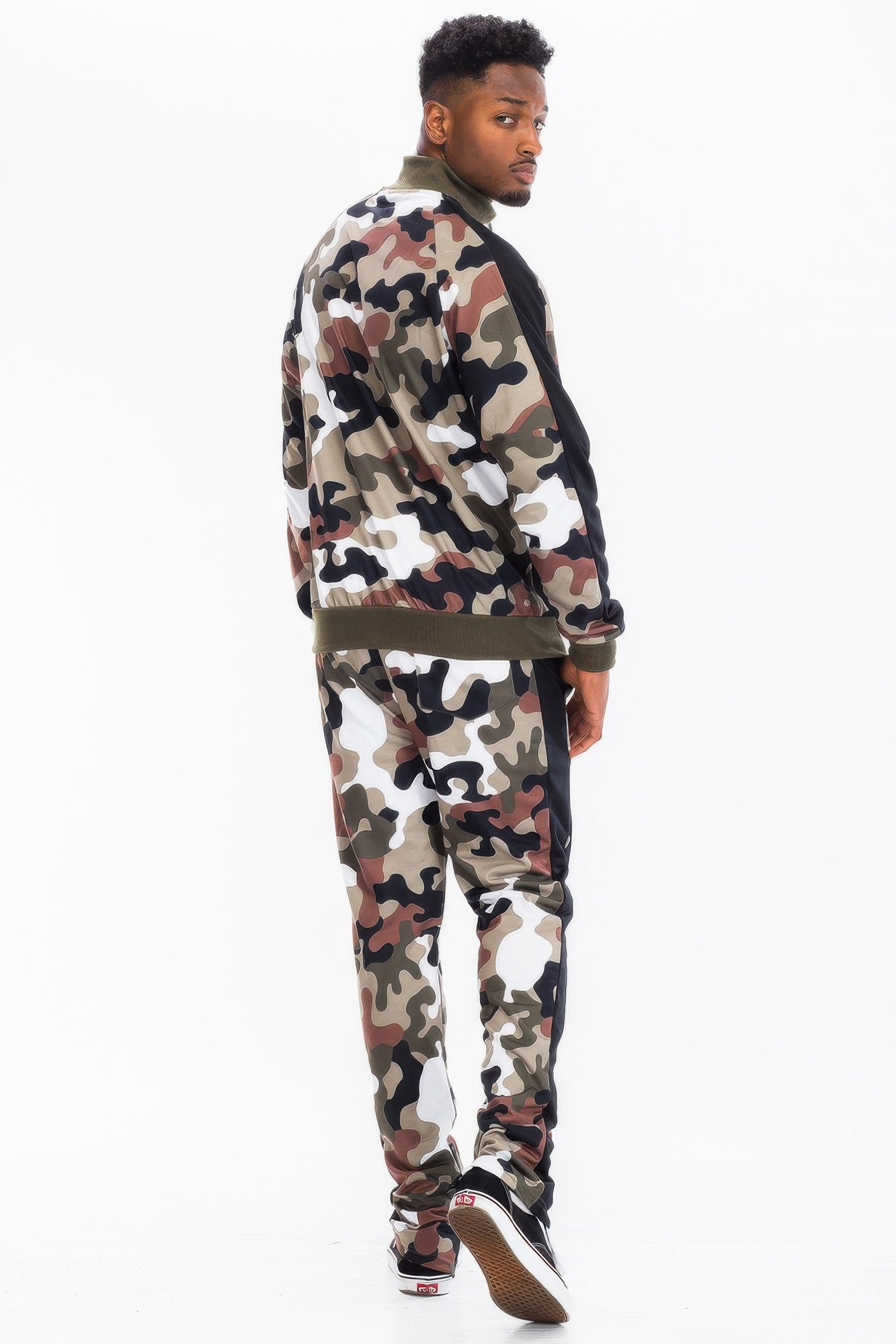 Full Camo With Stripe Track Bottom Pants - MENS BASIC & ACTIVEWEAR