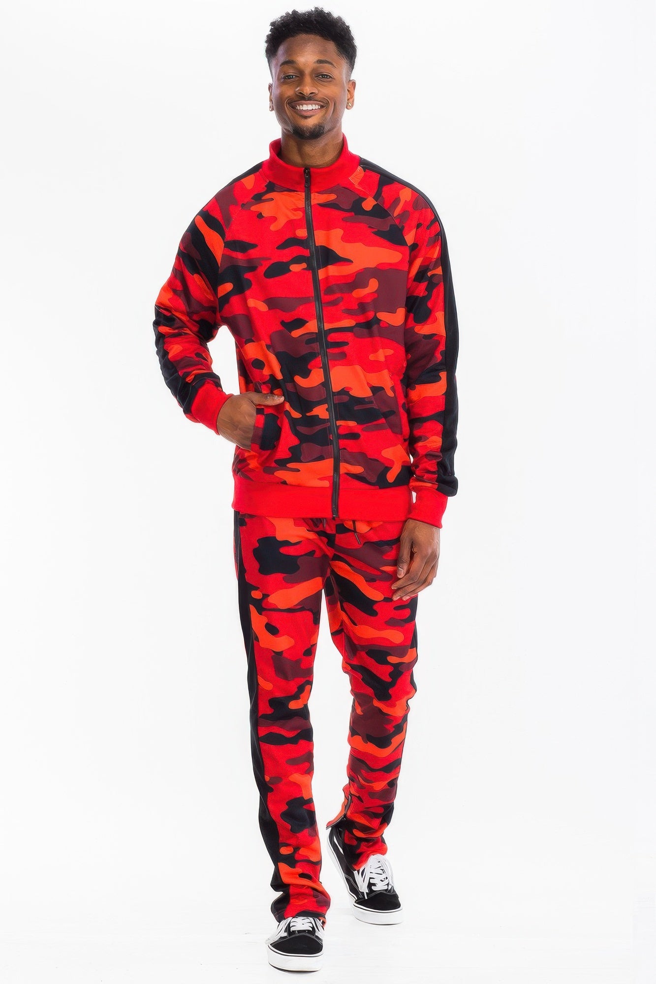 Full Camo With Stripe Track Bottom Pants - MENS BASIC & ACTIVEWEAR