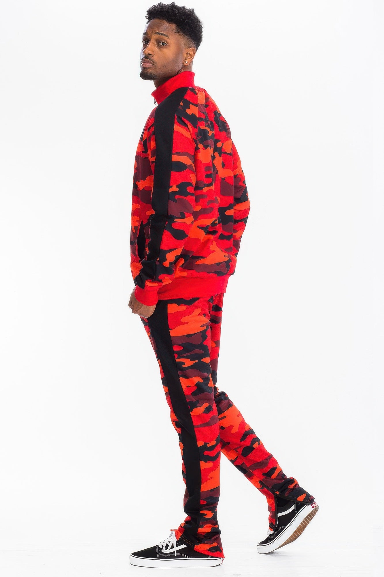 Full Camo With Stripe Track Bottom Pants - MENS BASIC & ACTIVEWEAR
