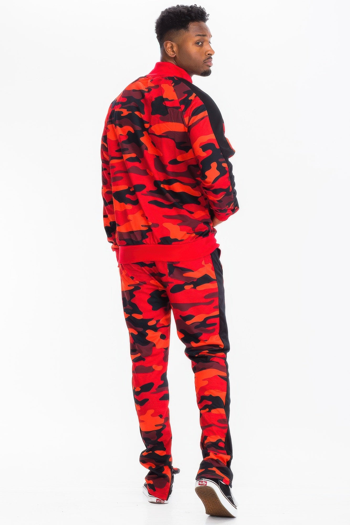 Full Camo With Stripe Track Bottom Pants - MENS BASIC & ACTIVEWEAR