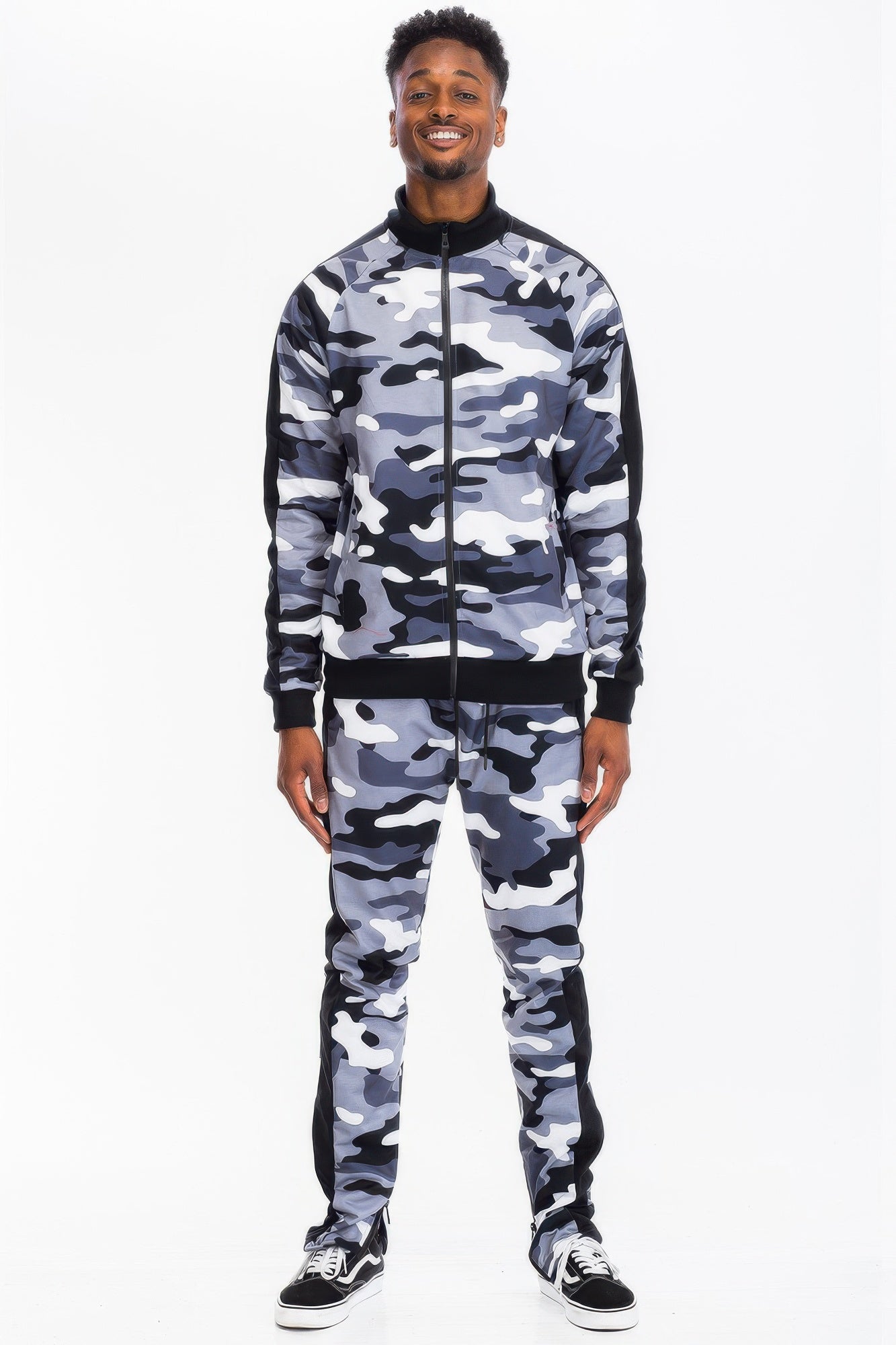 Full Camo With Stripe Track Bottom Pants - MENS BASIC & ACTIVEWEAR