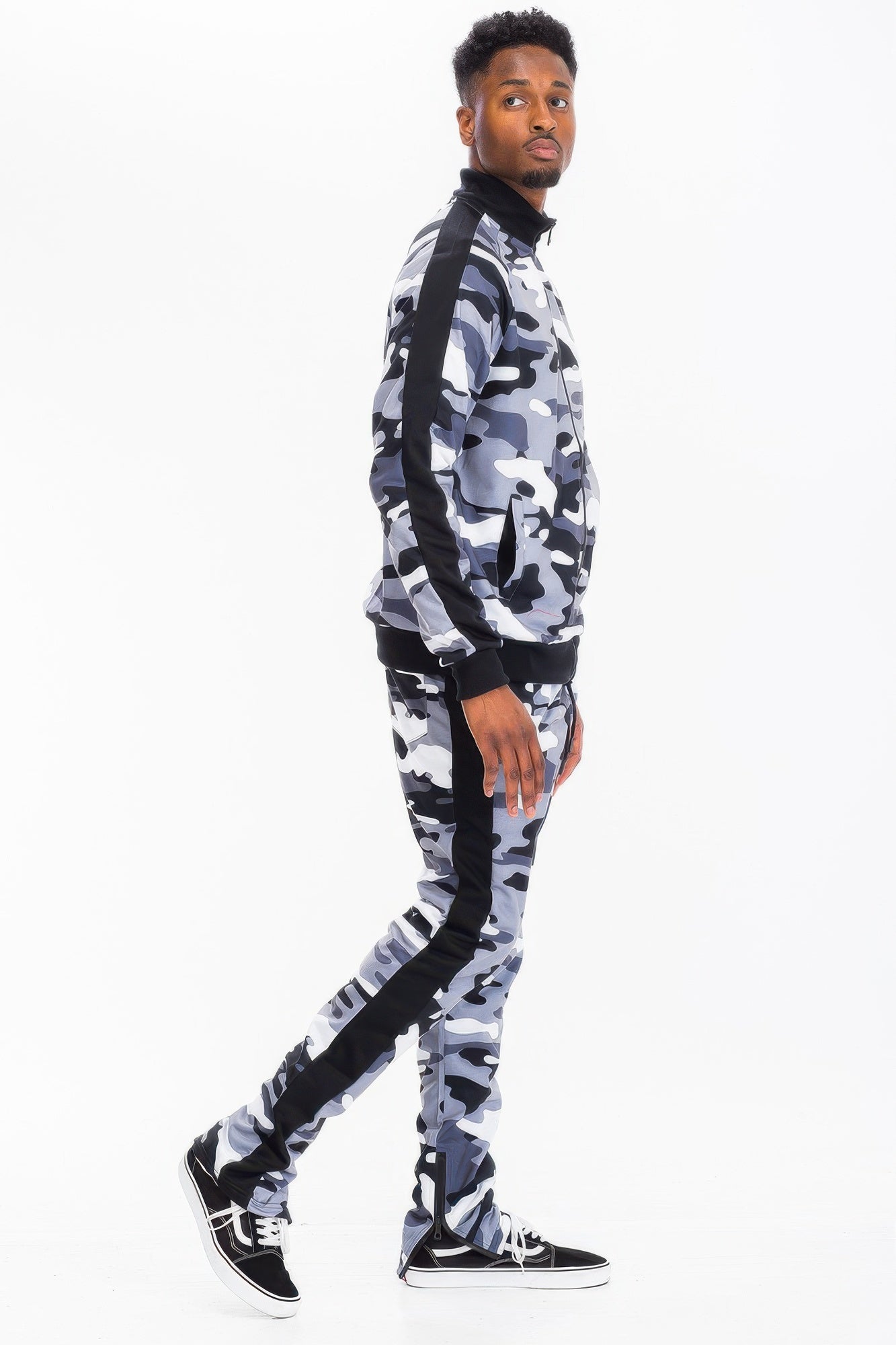 Full Camo With Stripe Track Bottom Pants - MENS BASIC & ACTIVEWEAR