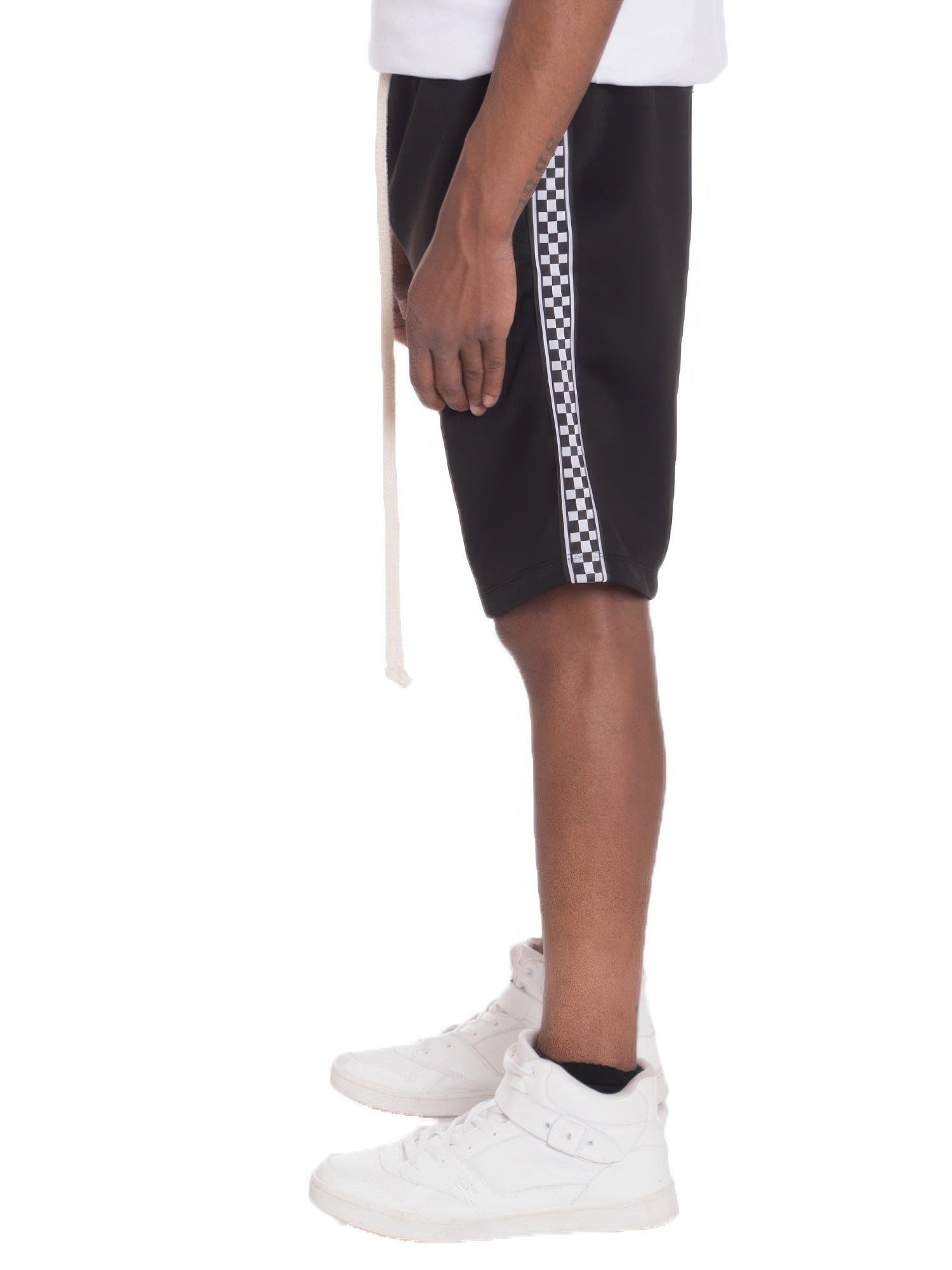 Mens Checkered Stripe Track Shorts - MENS BASIC & ACTIVEWEAR