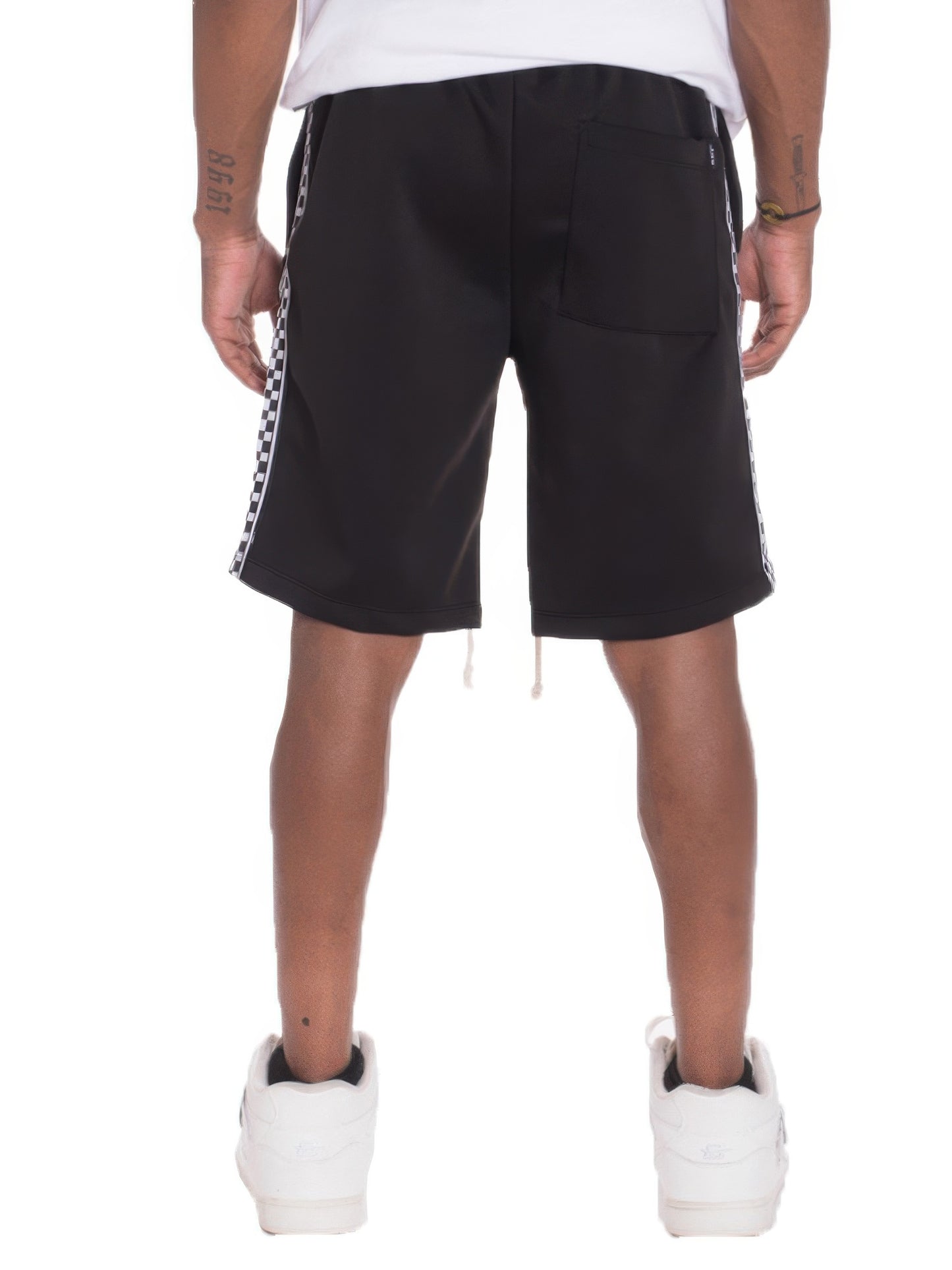 Mens Checkered Stripe Track Shorts - MENS BASIC & ACTIVEWEAR
