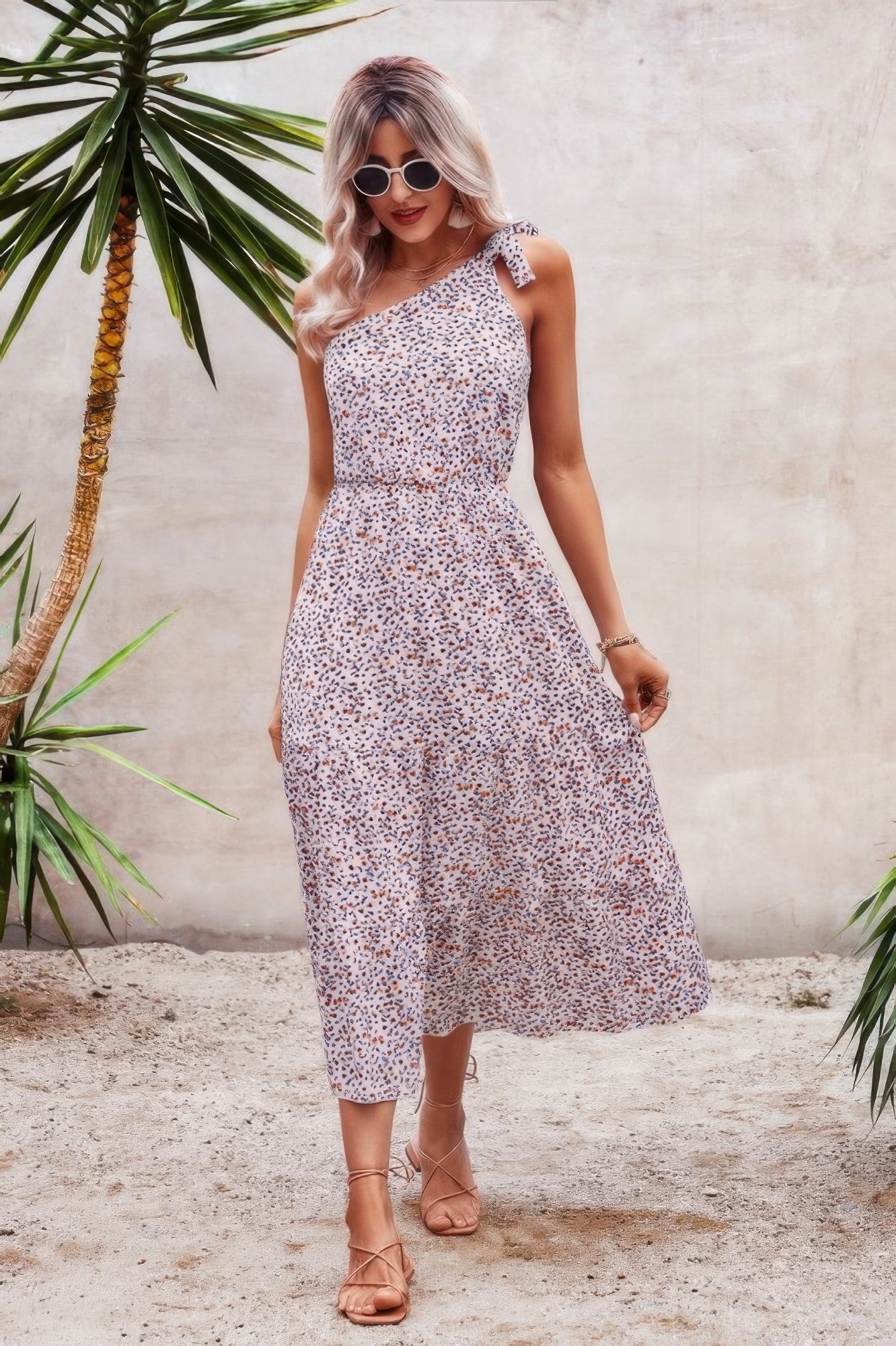 One Shoulder Sleeveless Maxi Dress