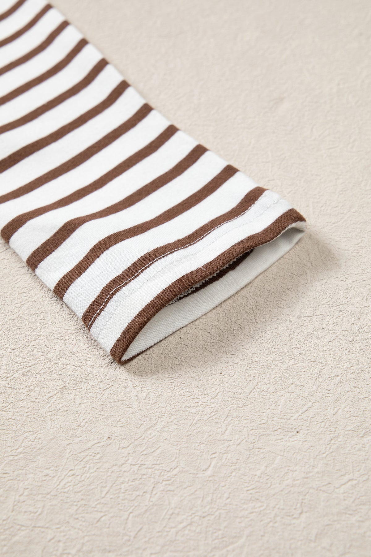 Brown Stripe Ribbed Knit Long Sleeve Bodice Patchwork Flared Dress