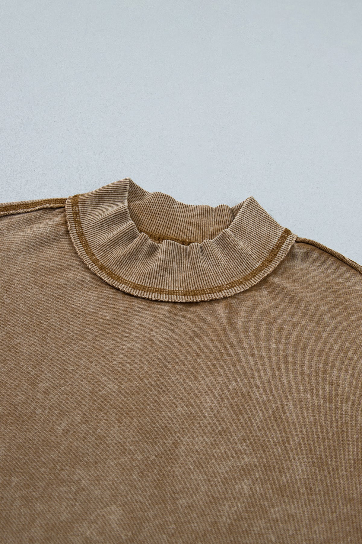 Brown Washed Vintage High Neck Sweatshirt
