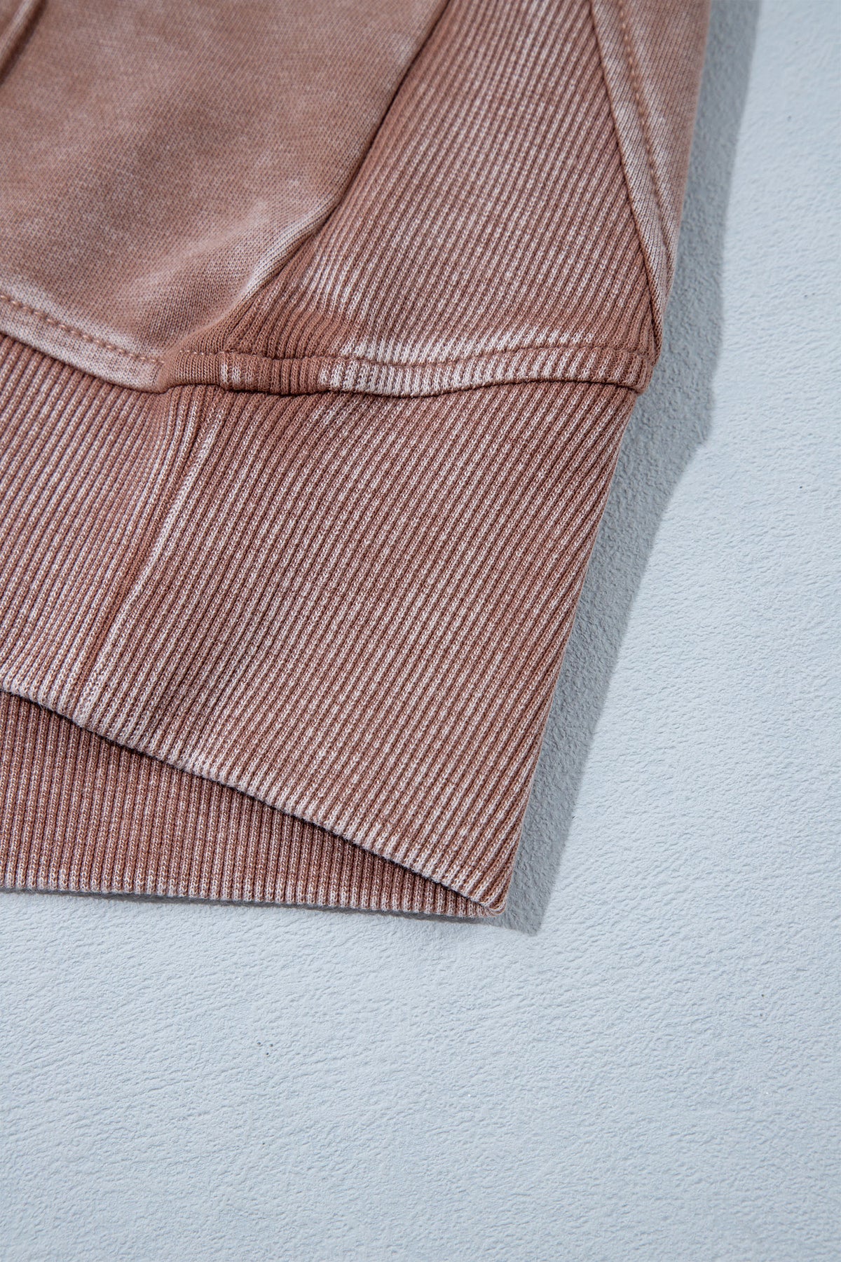 Chestnut Vintage Half-Zip Ribbed Cuffs Hem Sweatshirt
