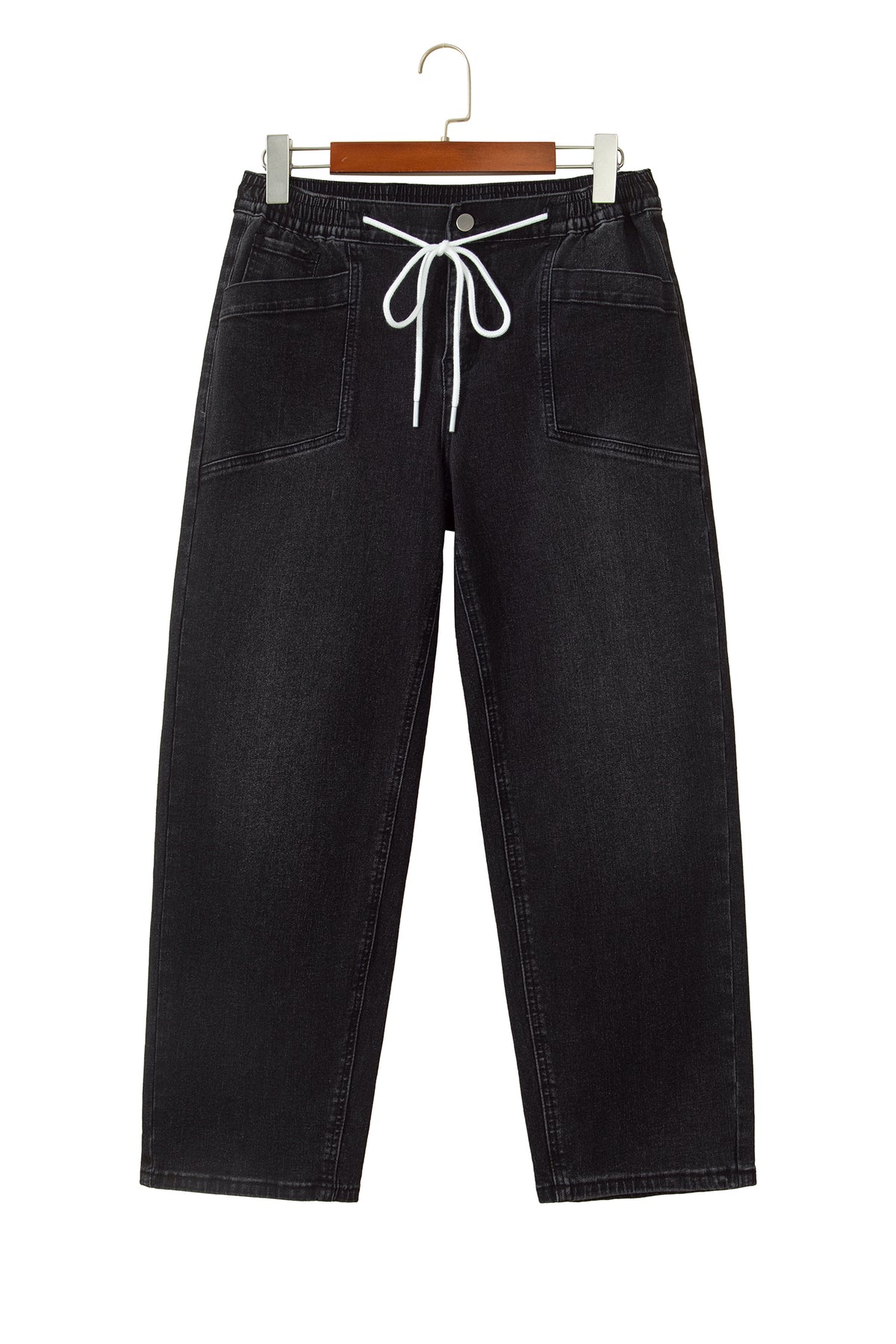Ashleigh Blue Drawstring Waist Ankle Length Jeans Pocket Denim Pants