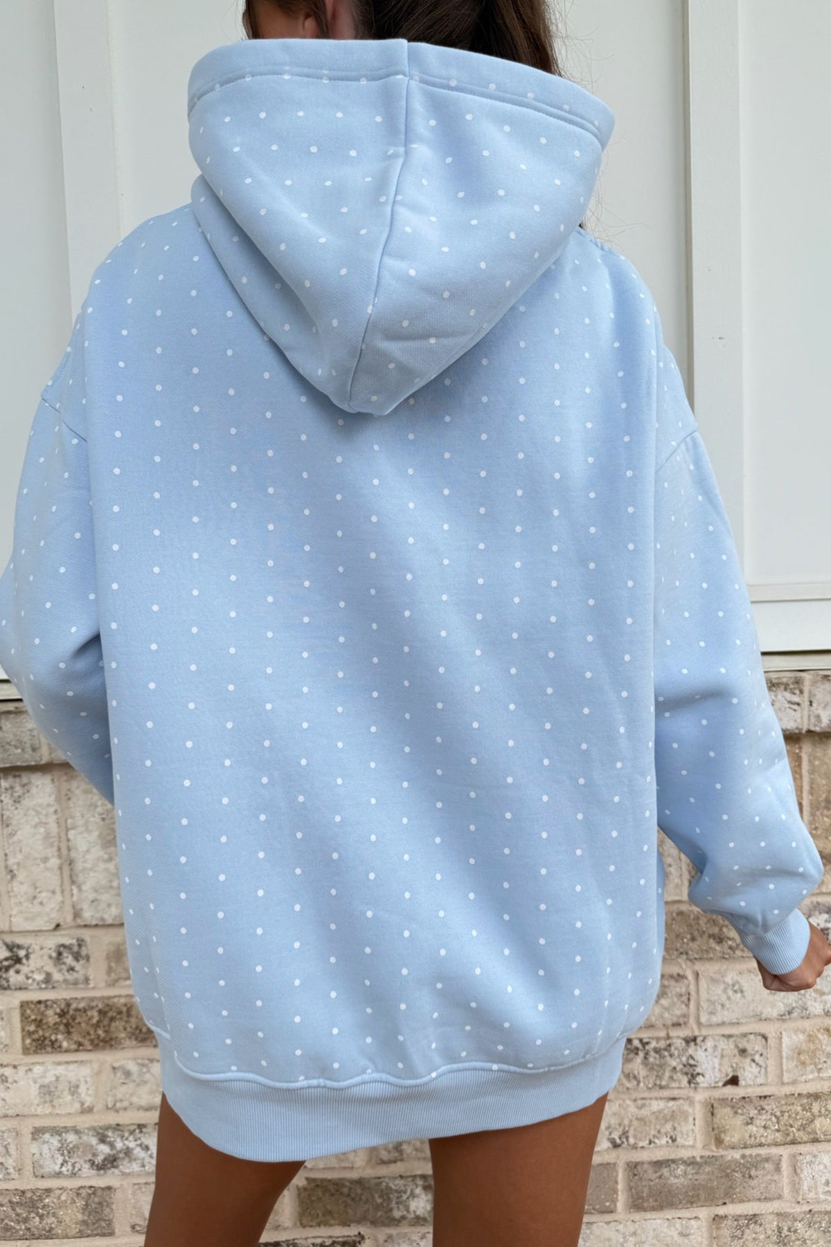 Pink Polka Dot Printed Oversized Hoodie Casual Shorts Set