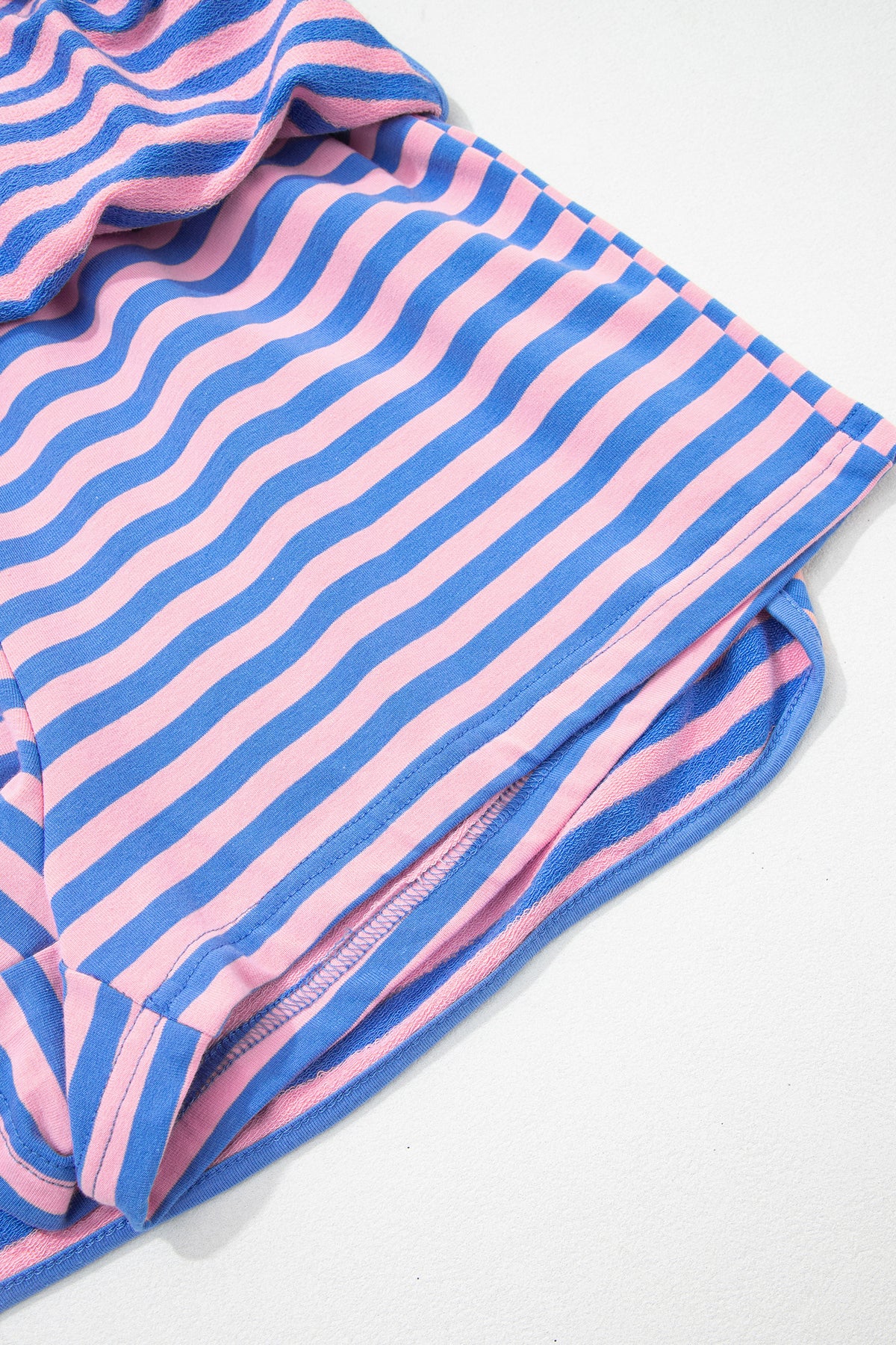 Women's Blue Stripe Relaxed Short-Sleeve Top Skort Two-Piece Set