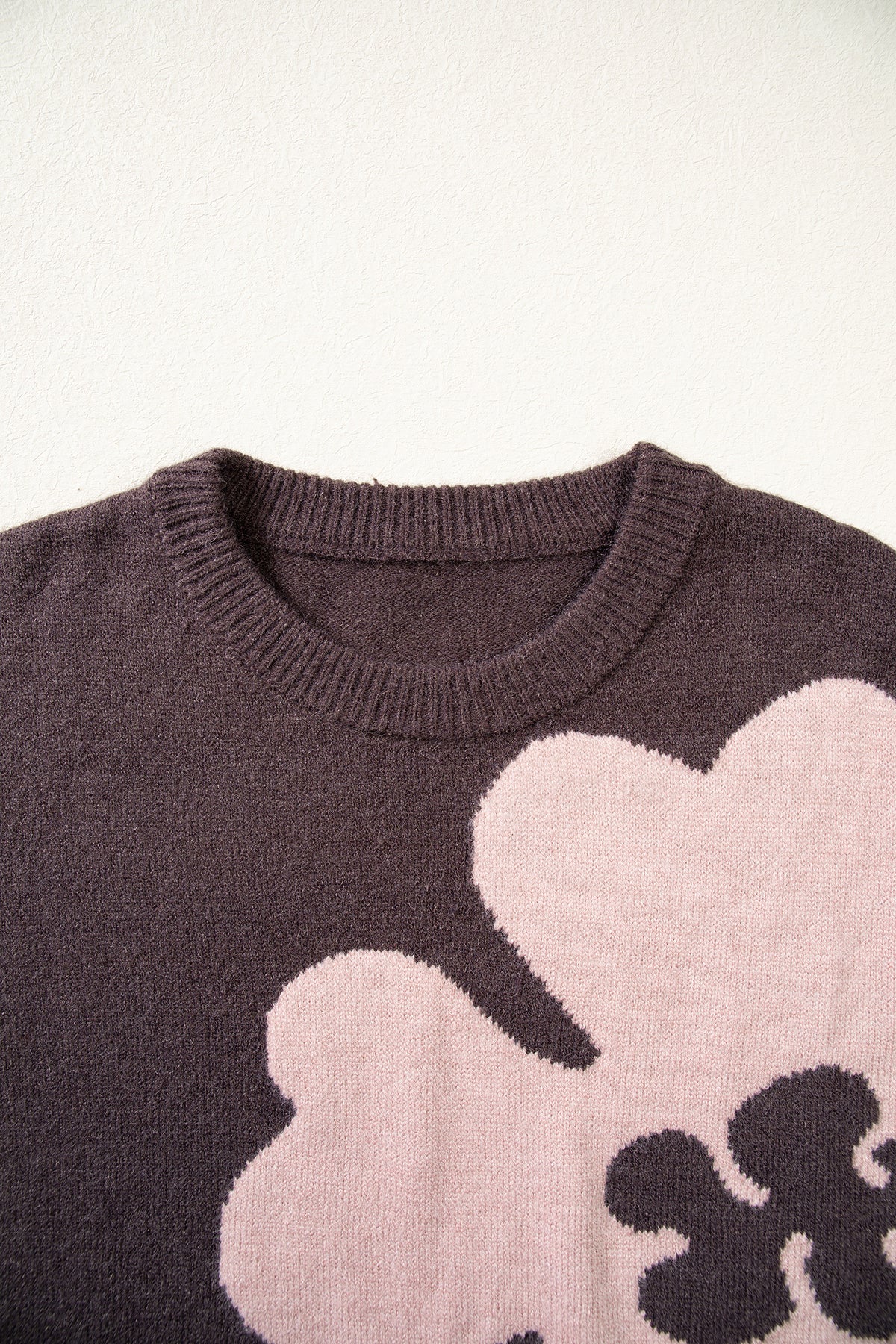 Chicory Coffee Cozy Floral Print Round Neck Dropped Shoulder Sweater