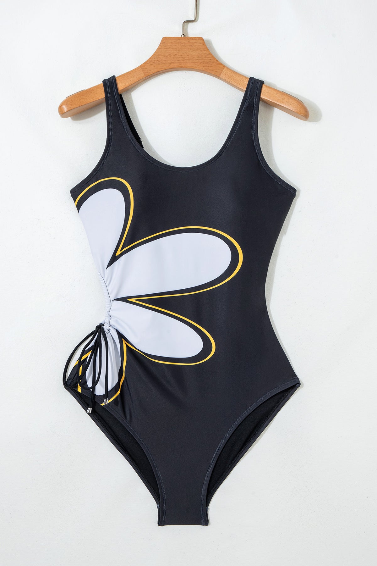 Black Floral Cutout One-Piece