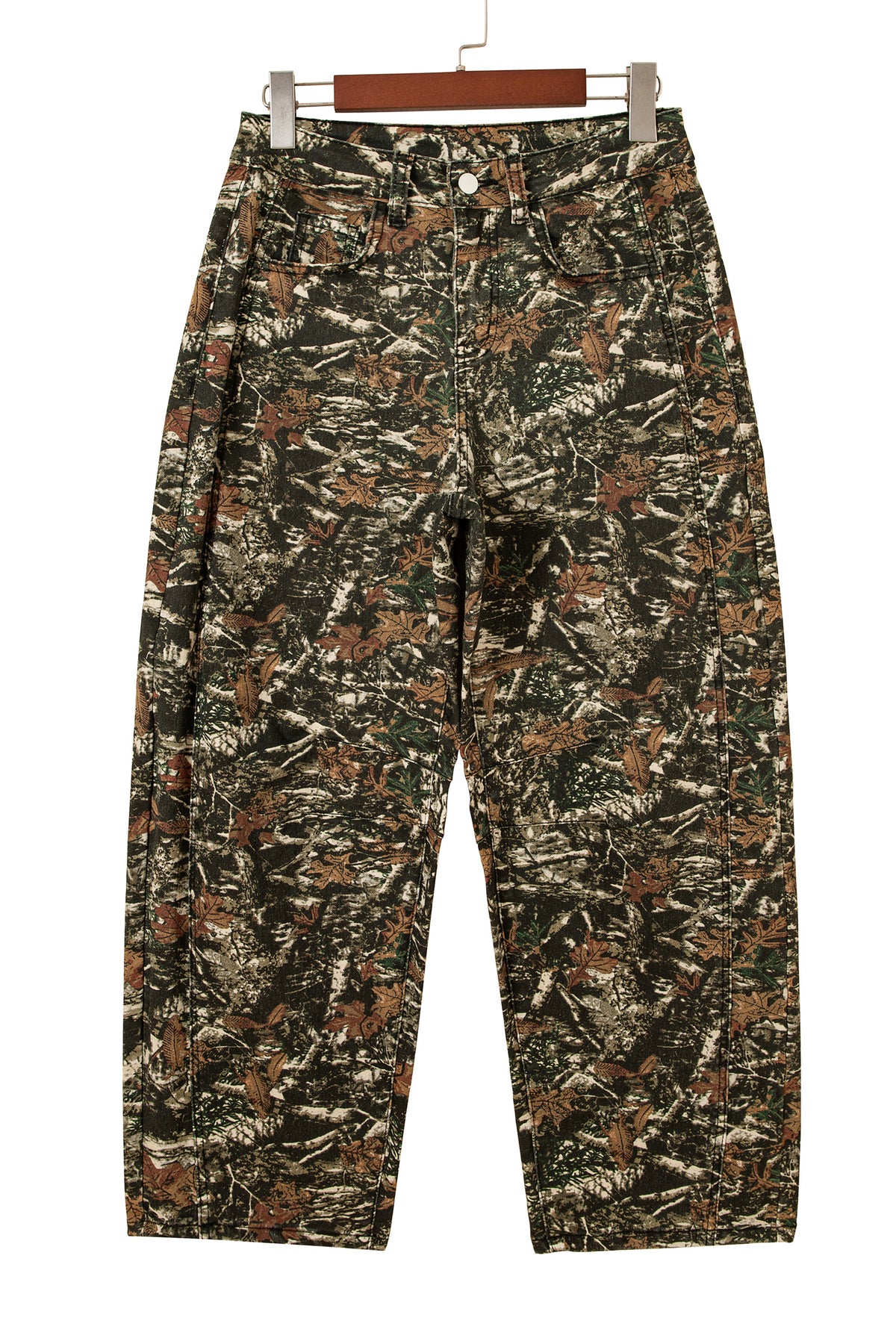 Multicolour Western Woodland Camouflage Straight Leg Shift Jeans