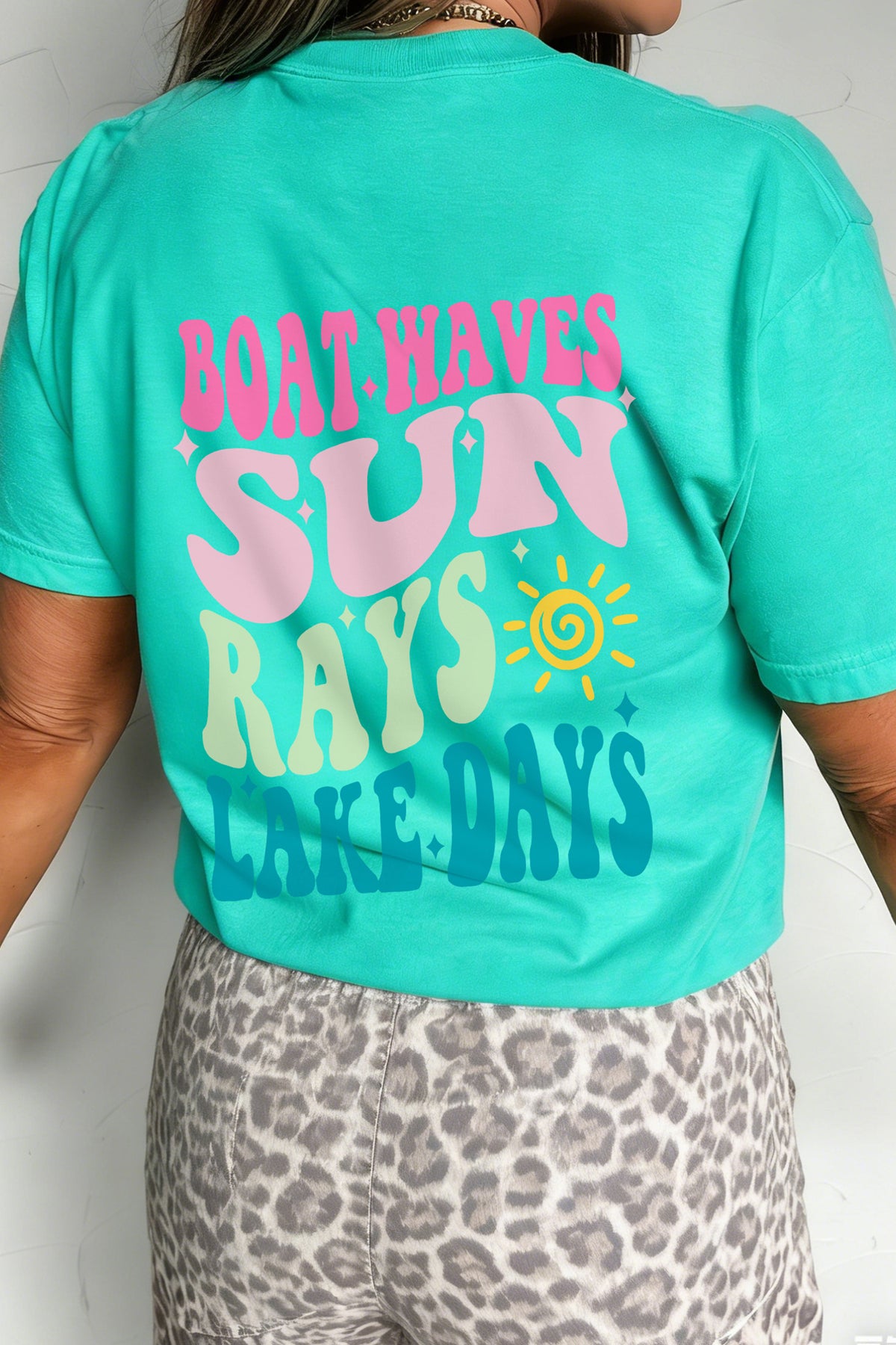 Mint Green LAKE DAYS Double Side Printed Vacation T-Shirt