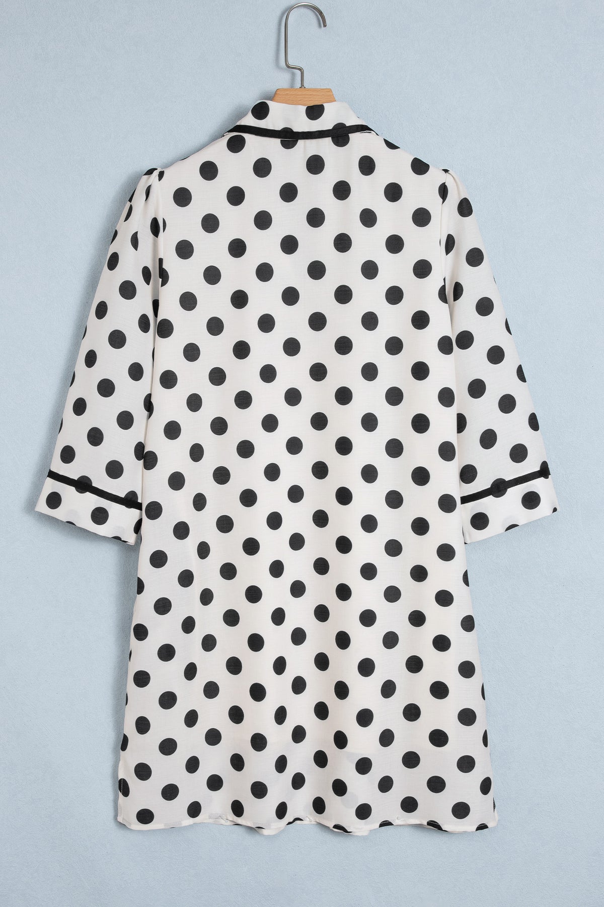 White Polka Dot Half Sleeve Collar V Neck Pocketed Mini Dress