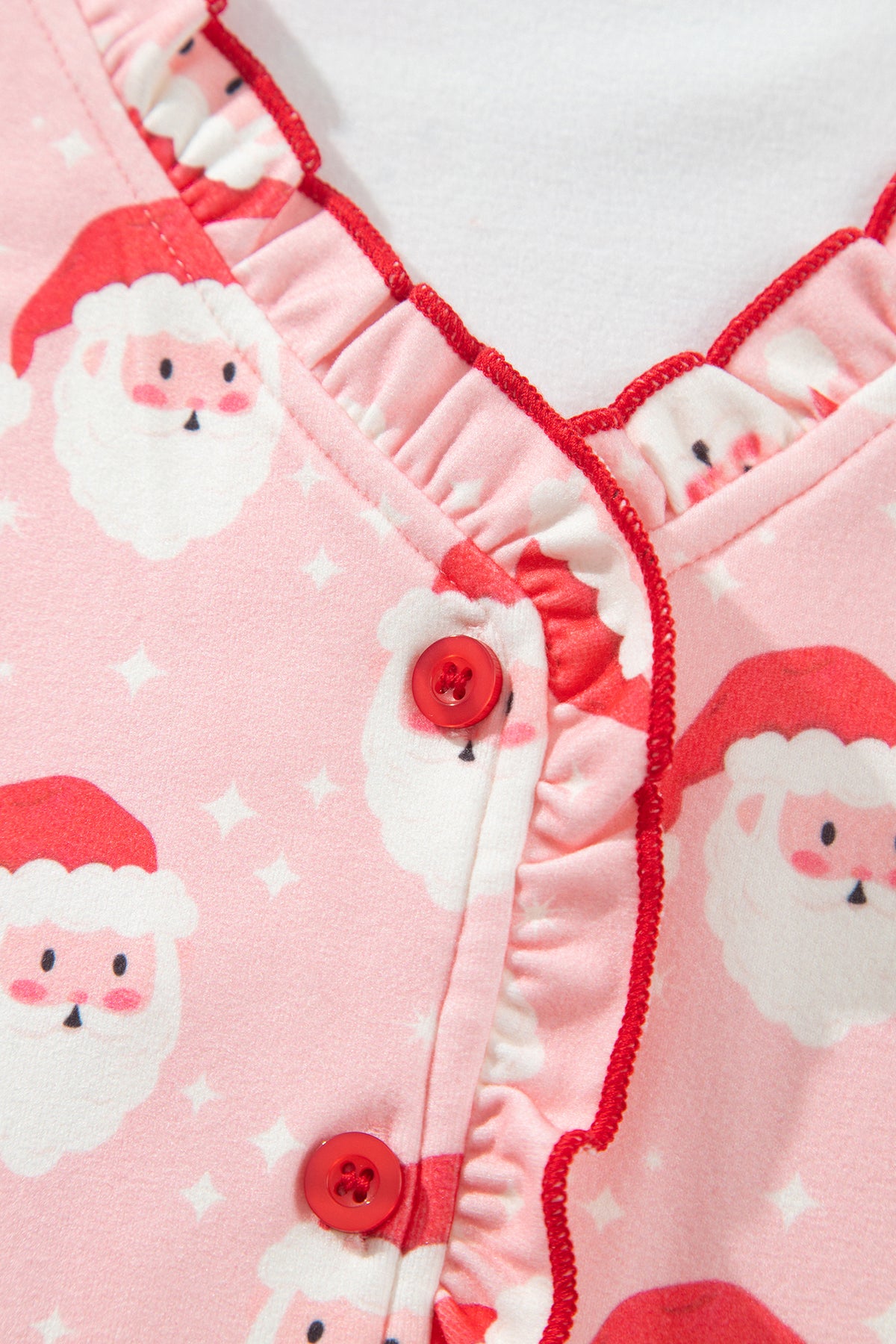 Pink Christmas Santa Print Long Sleeve Top Lounge Pant Set