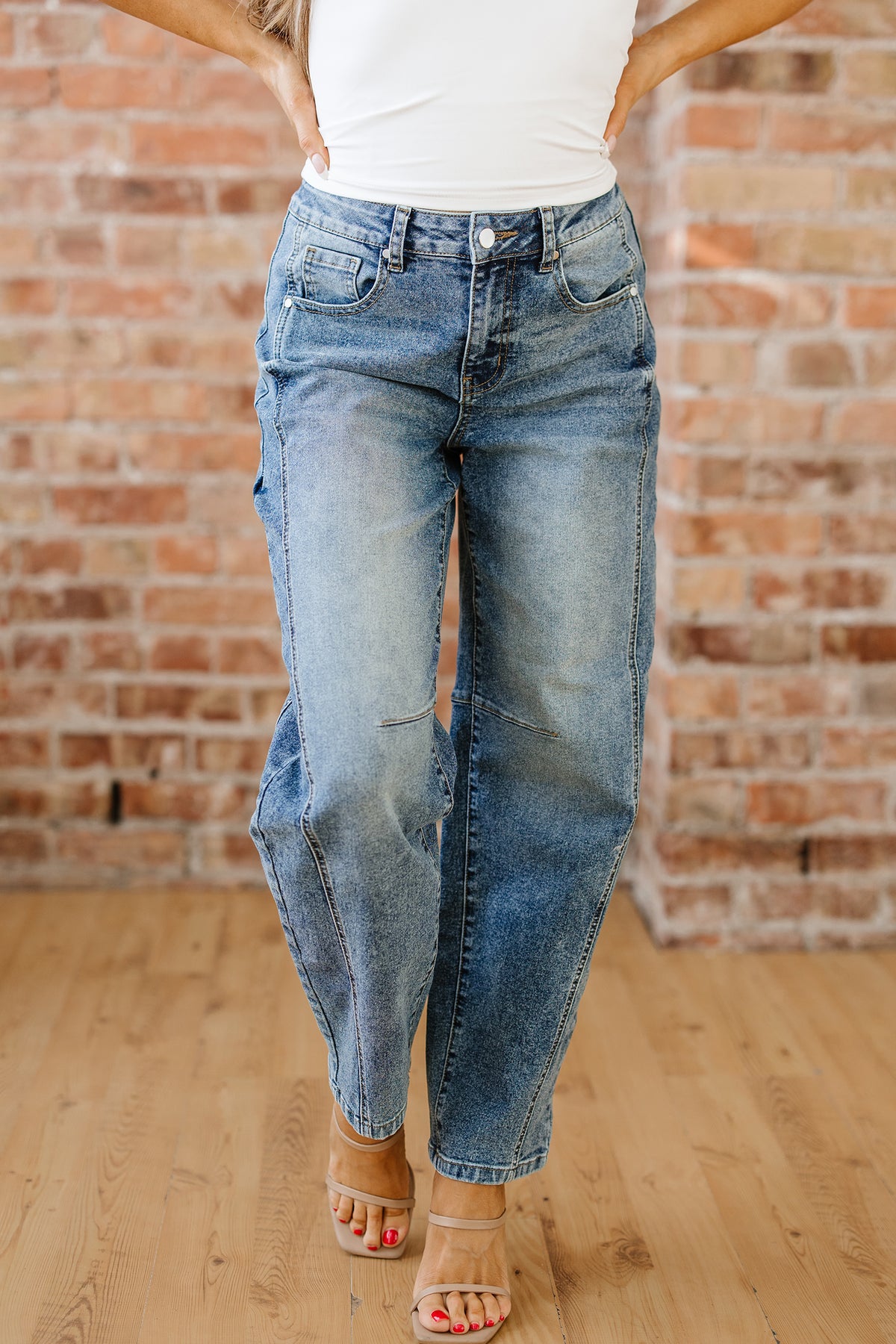 Dusk Blue Vintage Washed Seam Shift Jeans