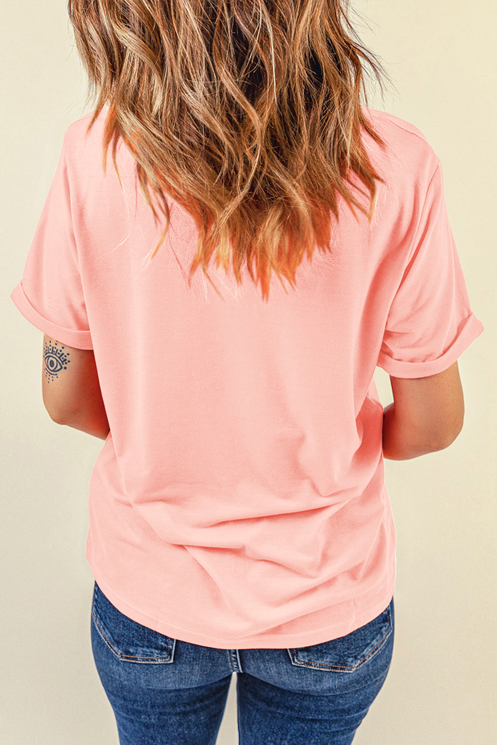 Pink Dotty Bunny Bow Printed Easter Day Fashion T-Shirt