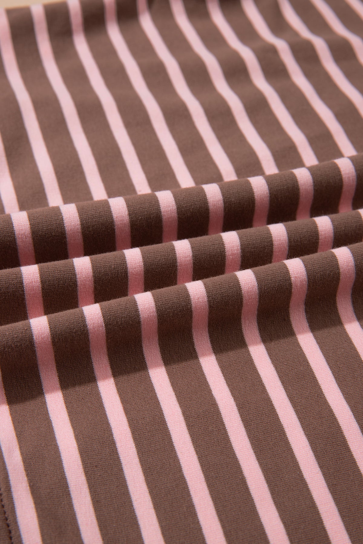 Women's Brown Stripe Striped Drawstring Waist Long-Sleeve Top Mini Skort Set
