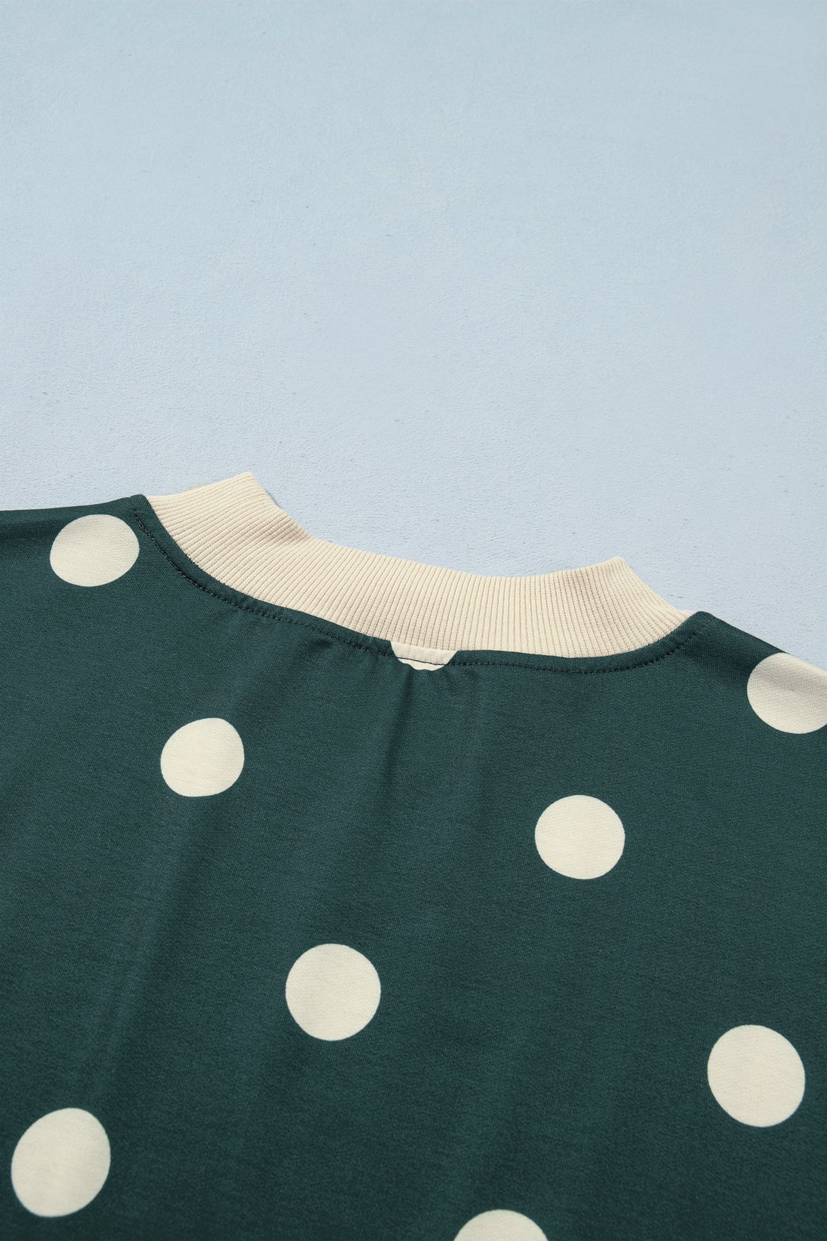 Women's Green Polka Dot Print Color Block Trim Baggy Pullover Drawstring Skort Two-Piece Set