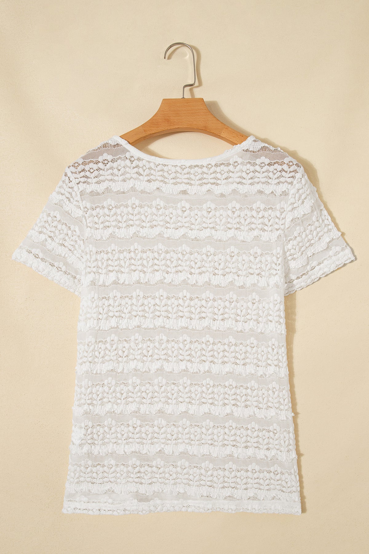 White Sheer Lace Short Sleeve Top