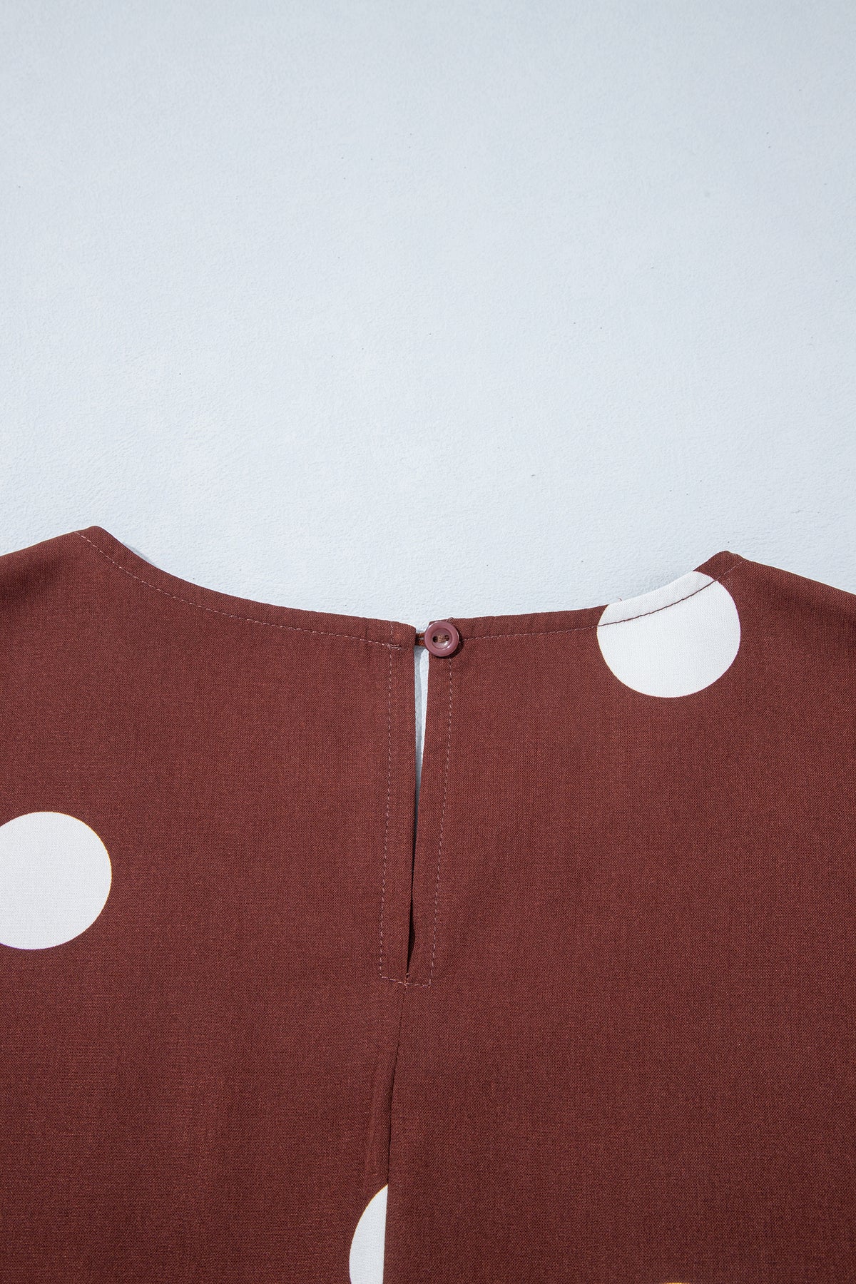 Brown Polka Dot Ruffled Hem Long-Sleeve Tie-Waist Plus Size Dress