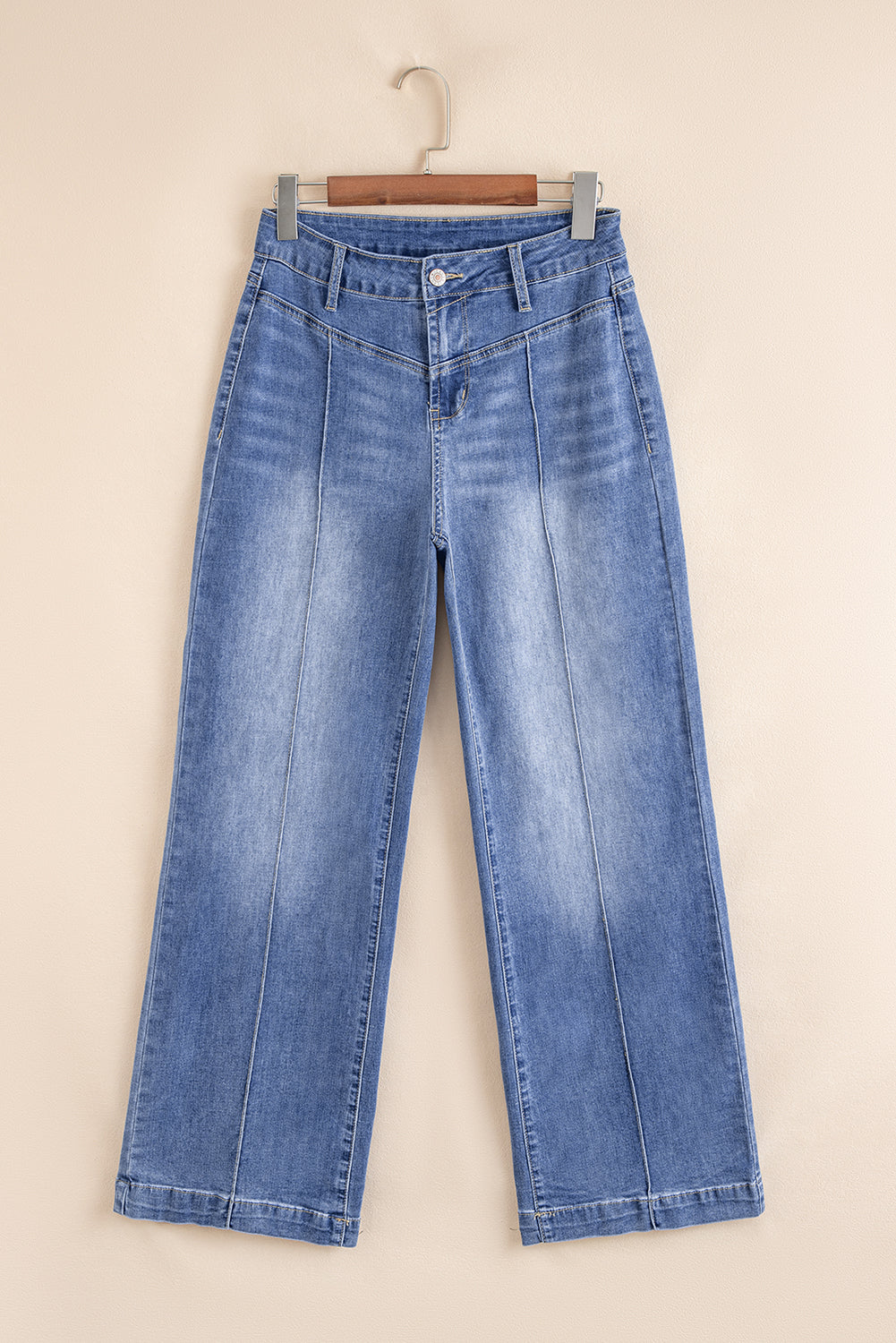 Beau Blue Tailored Center Seam Straight Loose High Rise Jeans