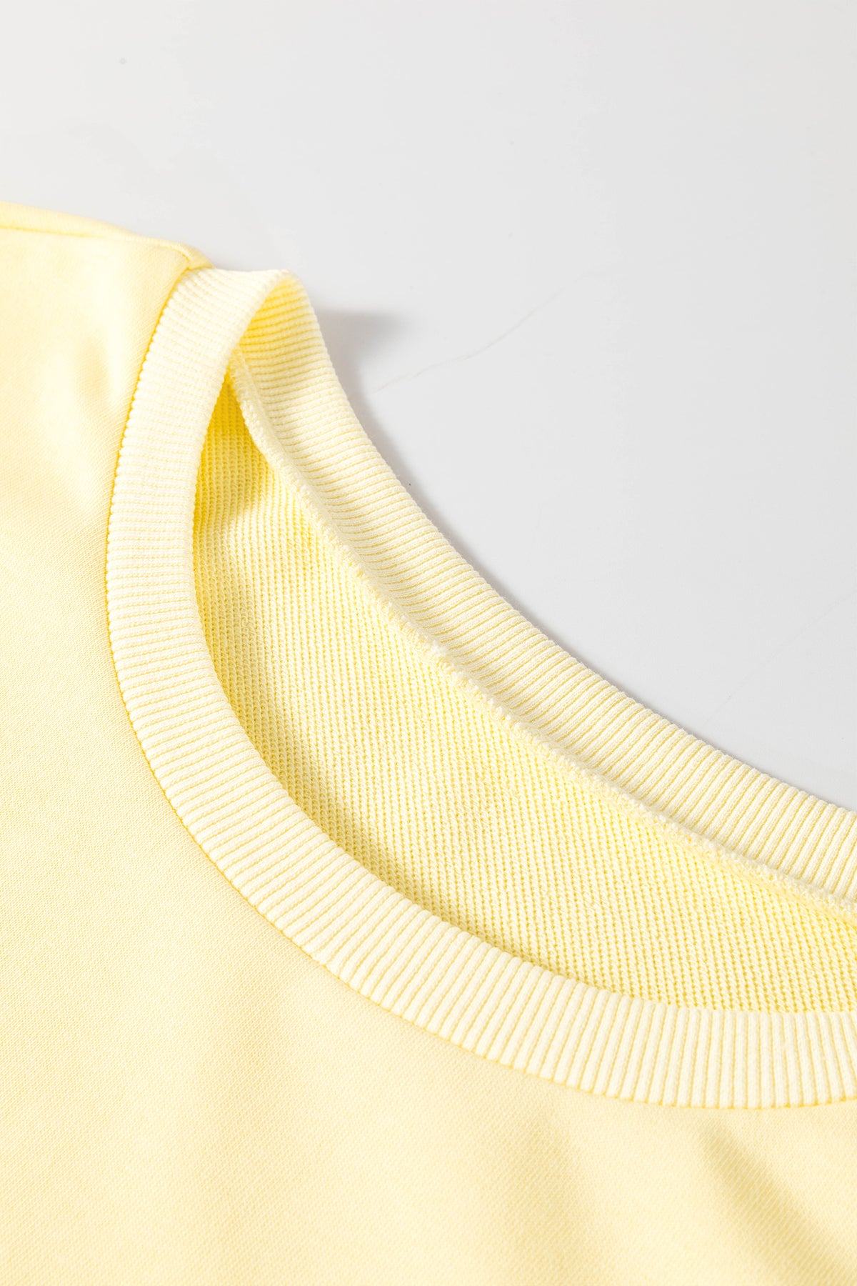 Yellow Cream Eyelet Embroidered Lace Splicing Sleeve T Shirt Dress