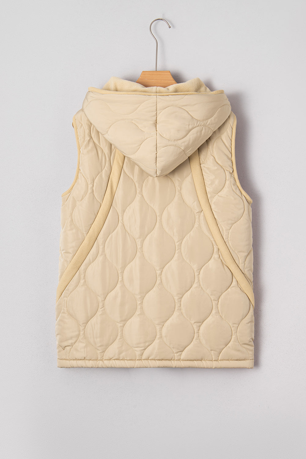 Pale Khaki Quilted Padded Winter Jacket Vest with Fleece Lining