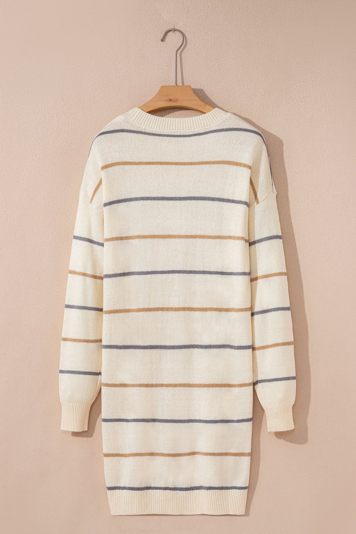Multicolour Striped Print Drop Shoulder Shift Sweater Mini Dress