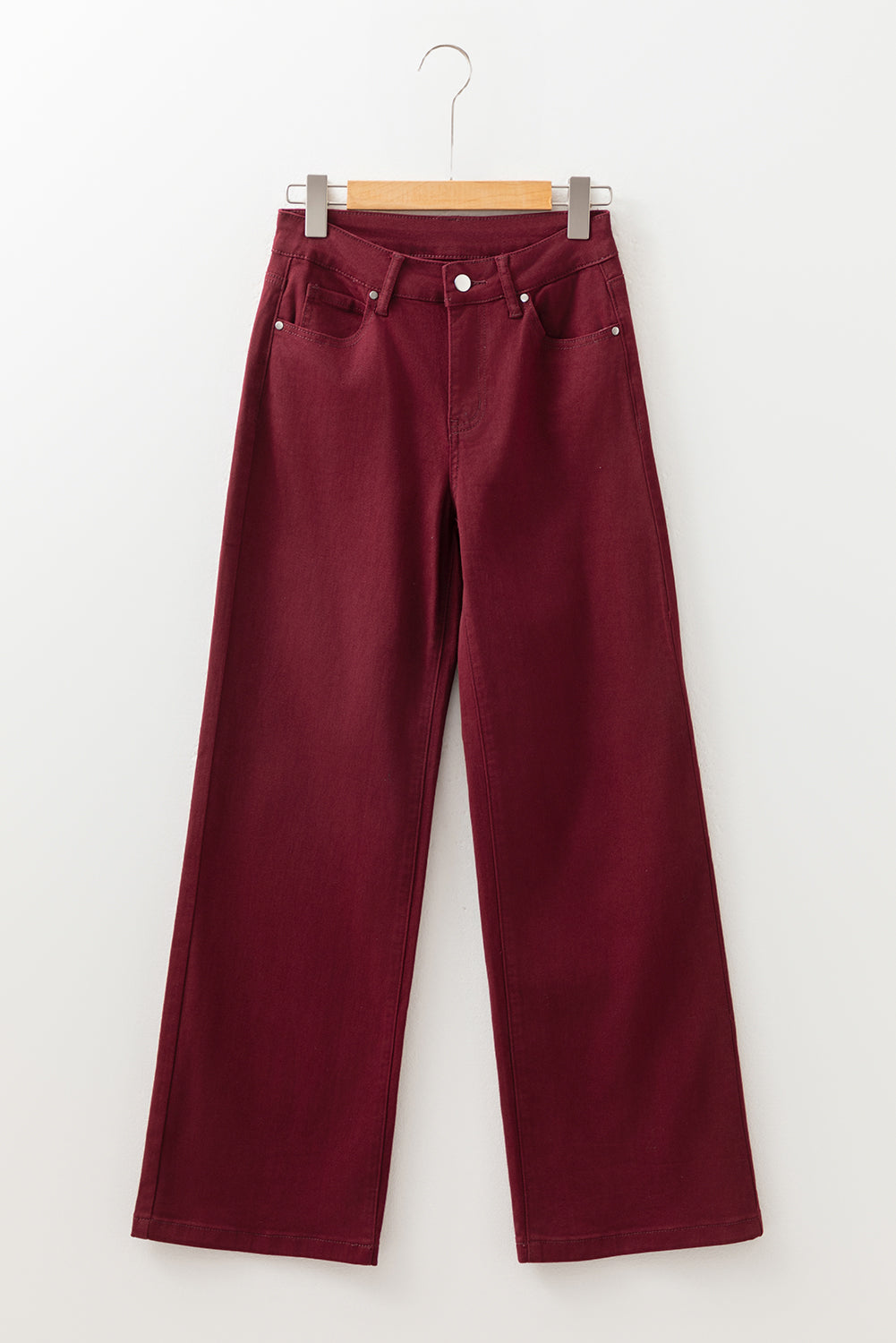 Coffee Loose Straight High Waist Solid Jeans