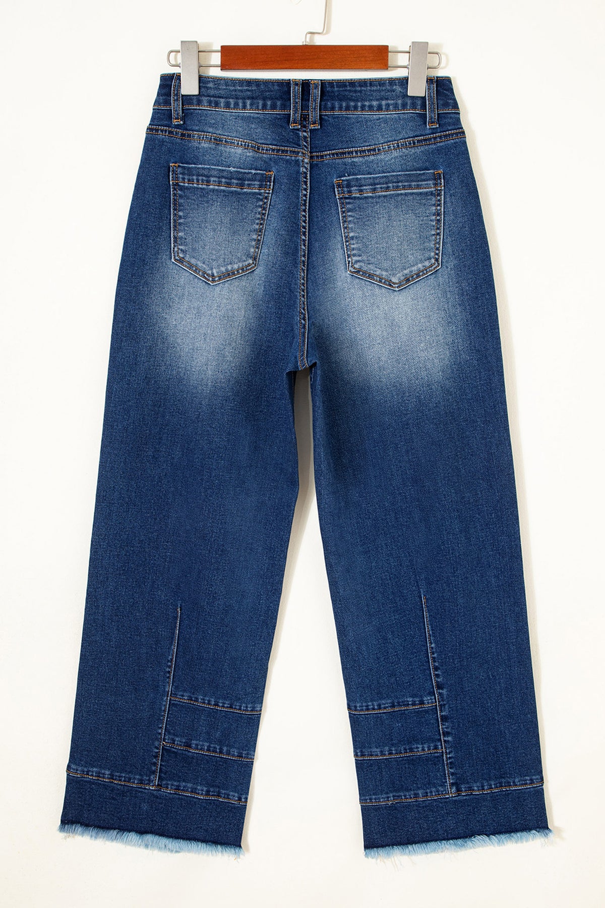 Sky Blue Chic Seam Raw Hem Ankle Length Jeans