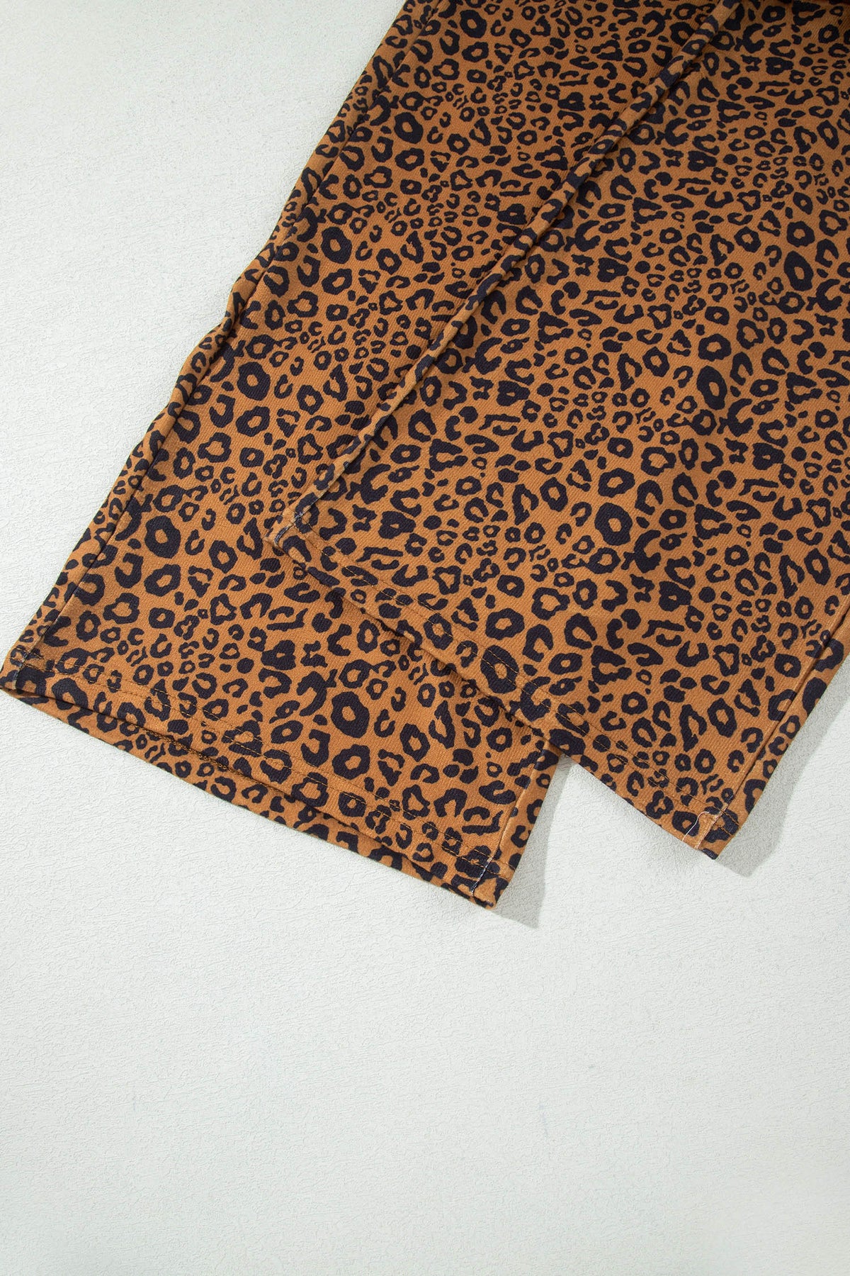 Women's Brown Leopard Print Long-Sleeve Top Relaxed Pants Set