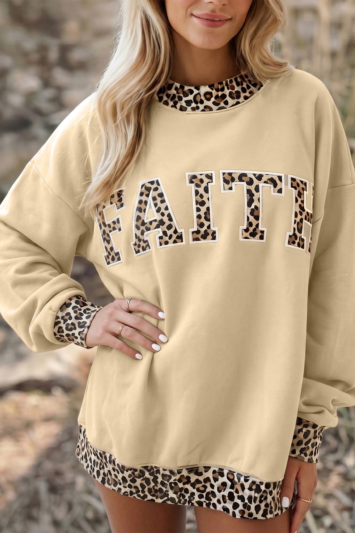 Dirty blue Polka Dot Trim High Neck GRACE Sweatshirt
