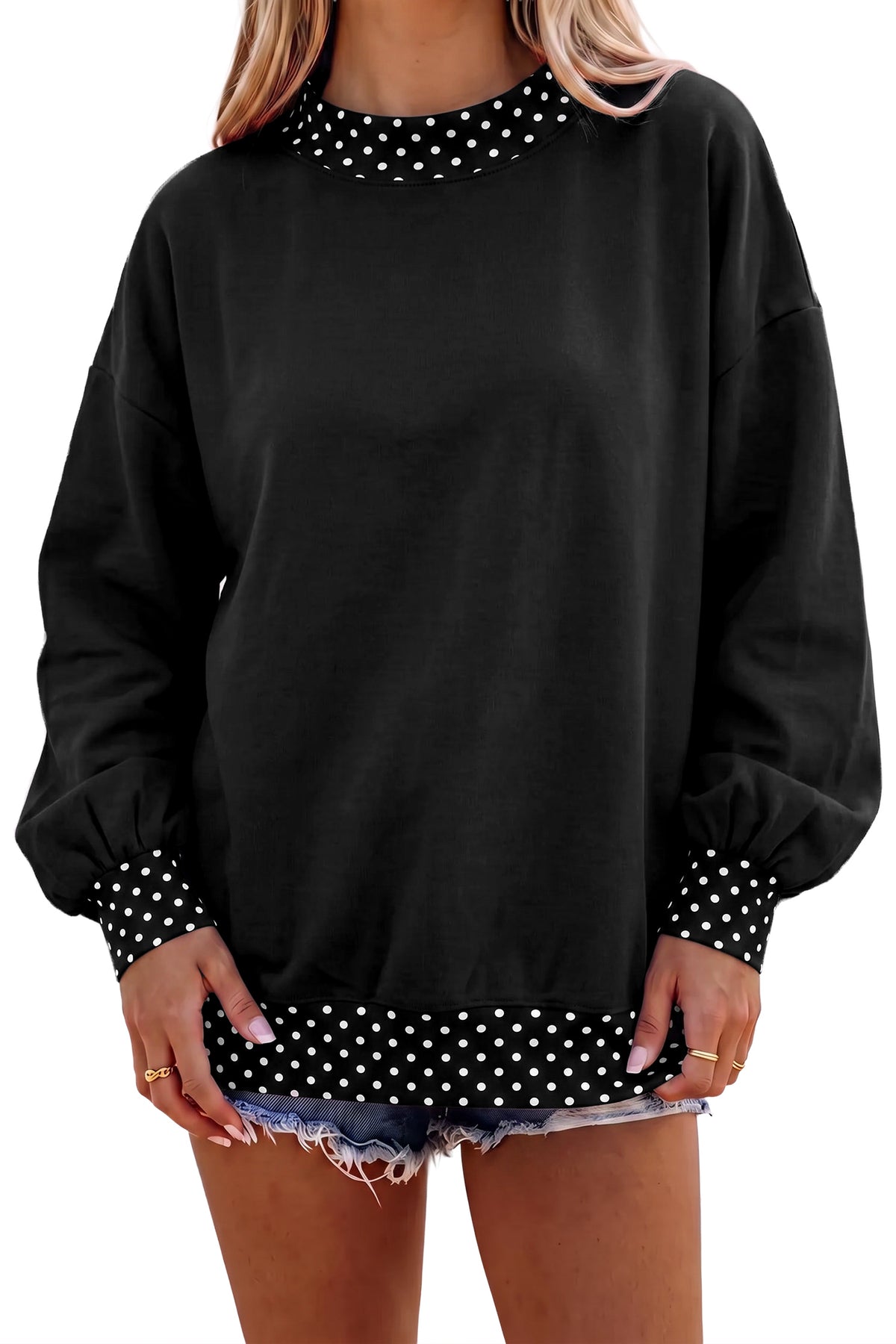 Tillandsia Purple Polka Dot Oversized Sweatshirt