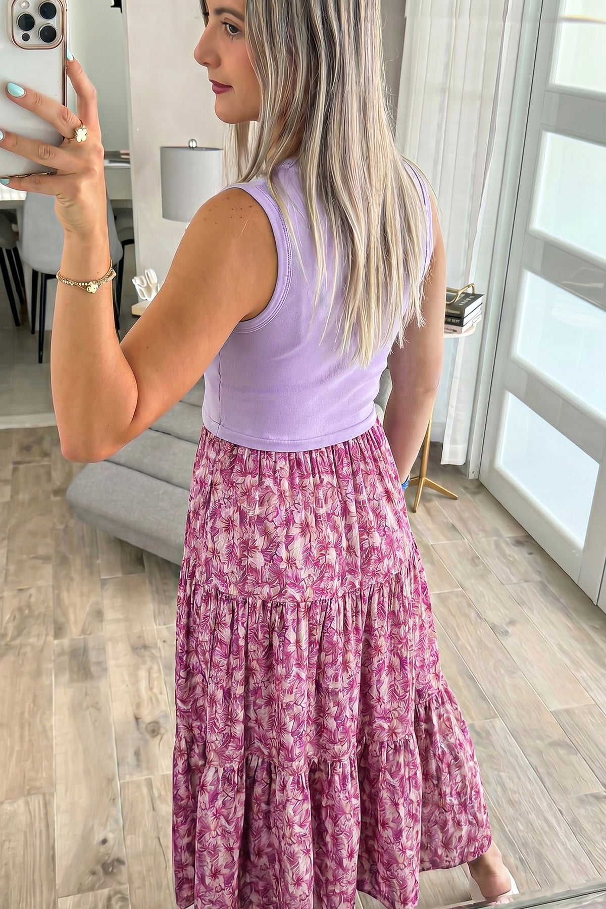 Purple Floral V-Neck Maxi Dress