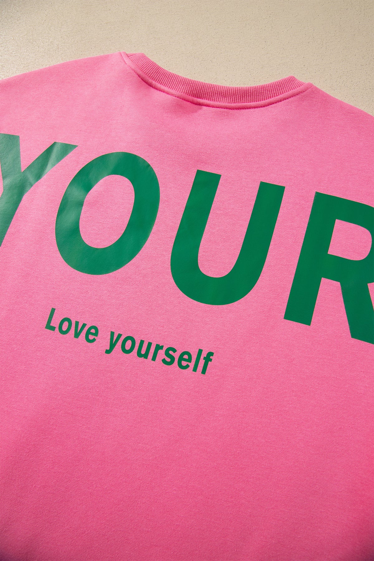 Sachet Pink Slogan Print Round Neck Sweatshirt